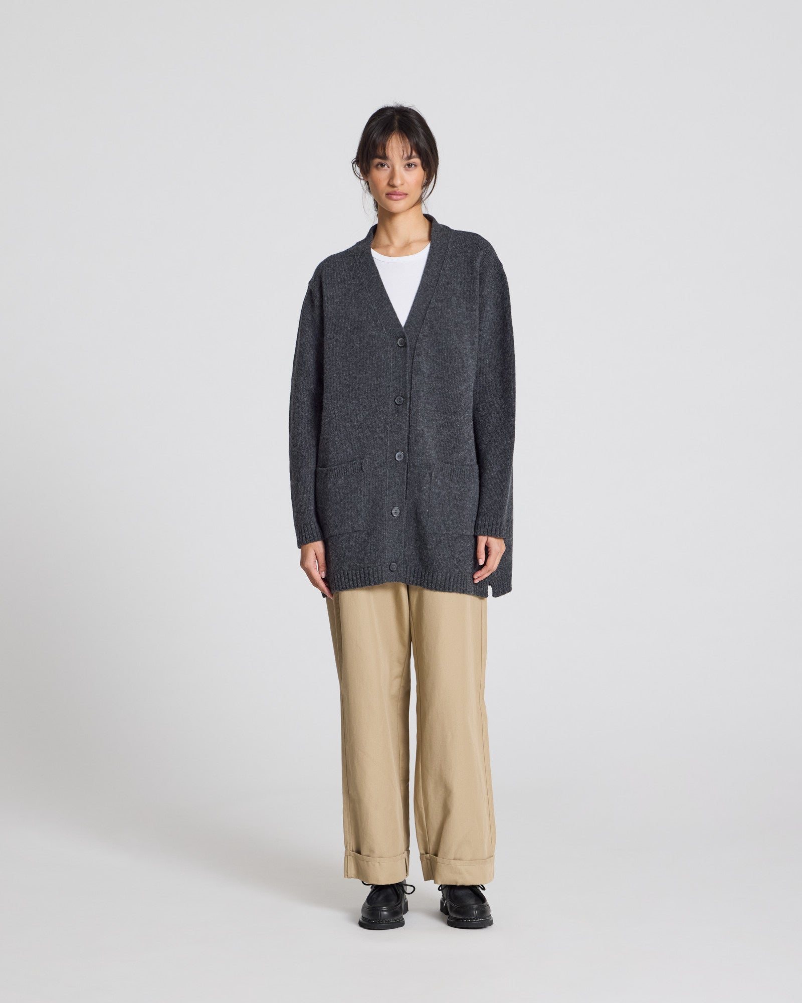 GAI+LISVA Alba Lambswool Cardigan Lambswool l Knitwear 605 Dark Grey Melangè