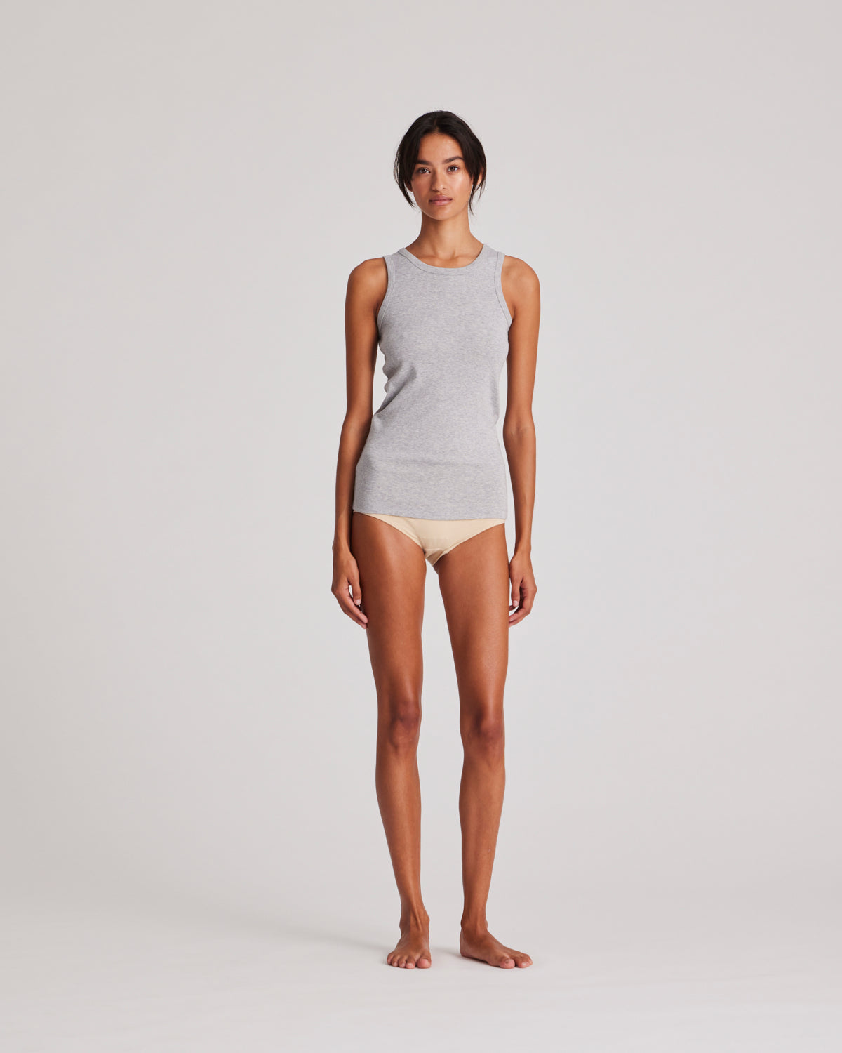 GAI+LISVA Alberte Cotton 1x1 RIB Top Tops & T-shirts 601 Light Grey Melange