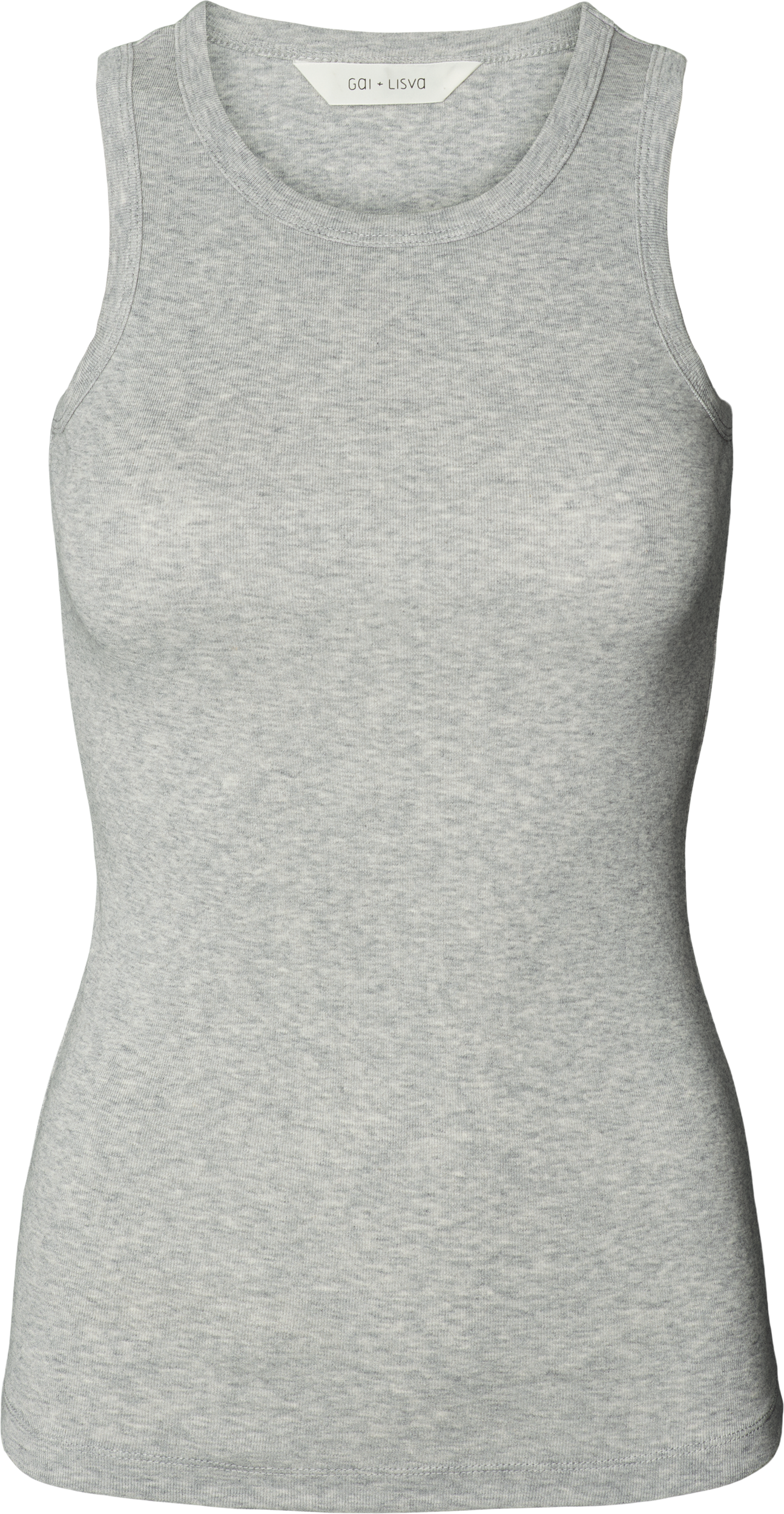 GAI+LISVA Alberte Cotton 1x1 RIB Top Tops & T-shirts 601 Light Grey Melange