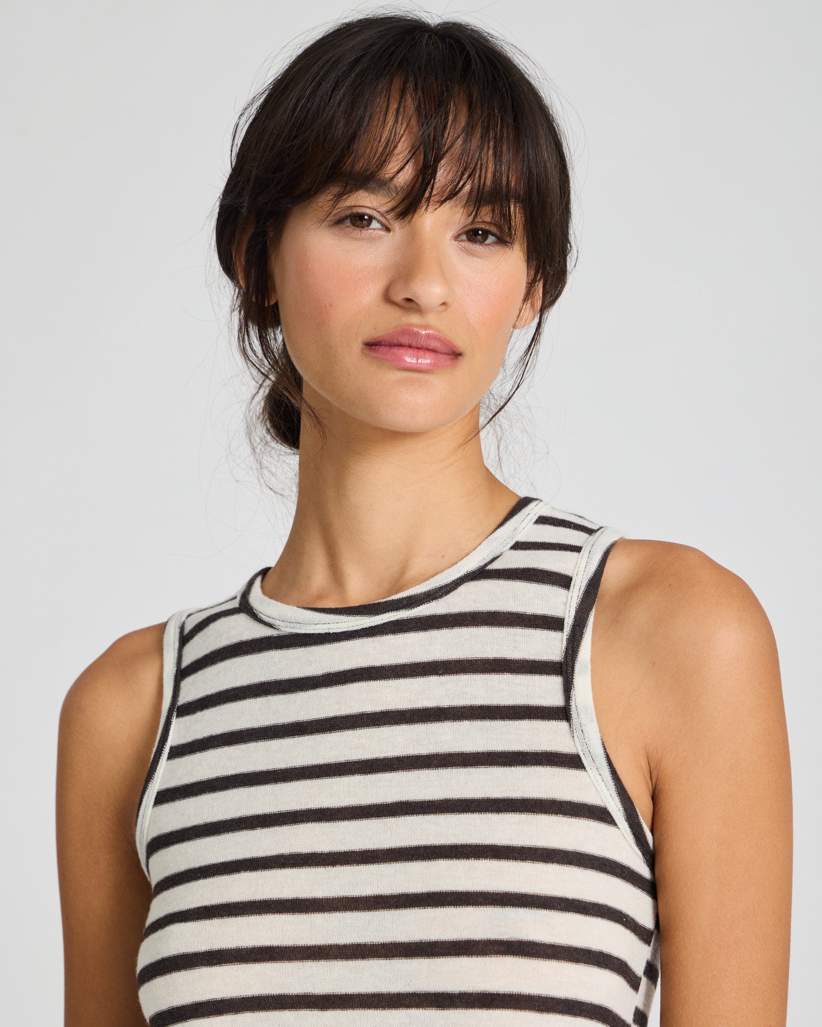 GAI+LISVA Alberte Wool Top Tops & T-shirts 196 Reverse Dark Grey Stripe