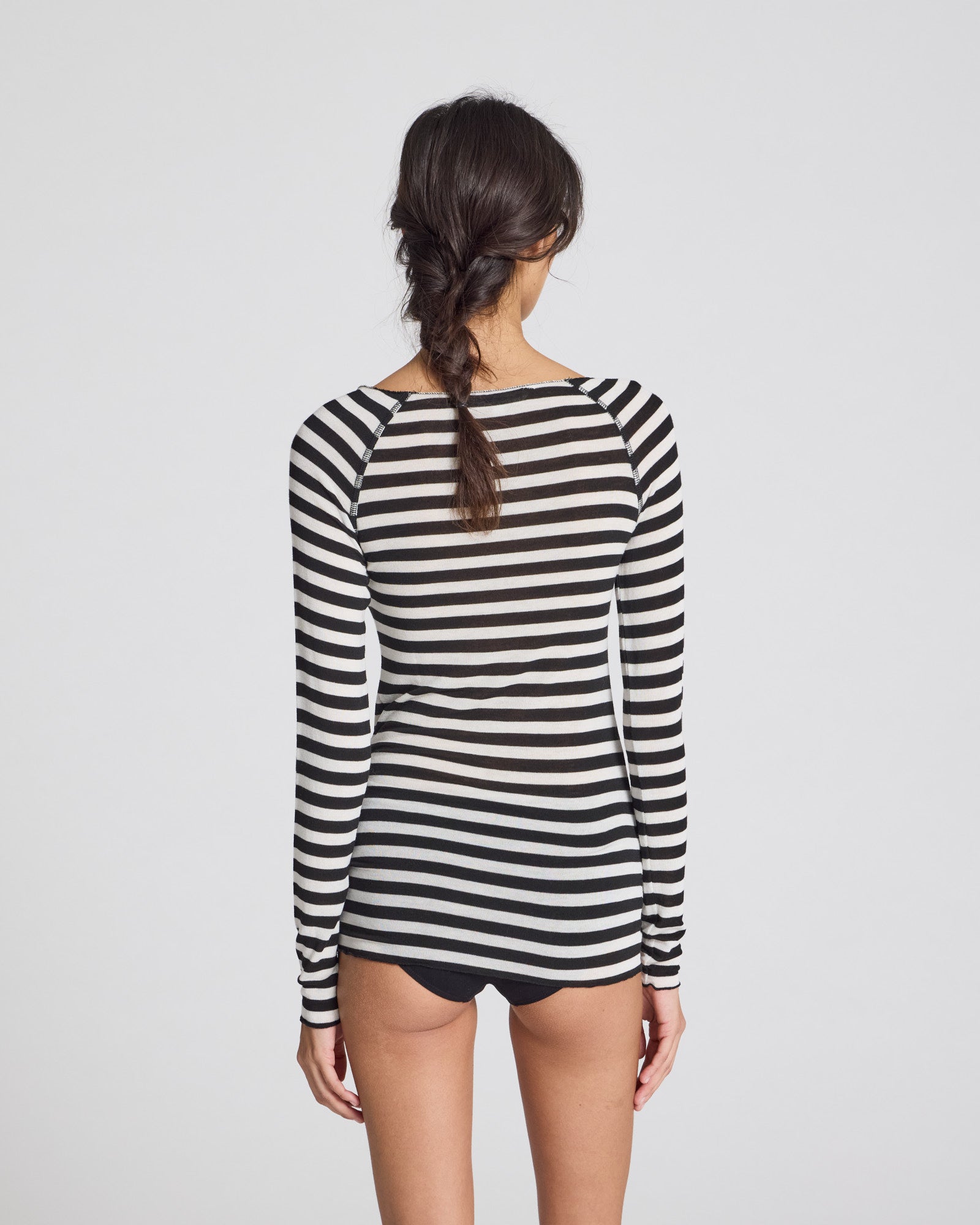 GAI+LISVA Amalie Stripe Wool Top Top 946 Off White Black Stripe