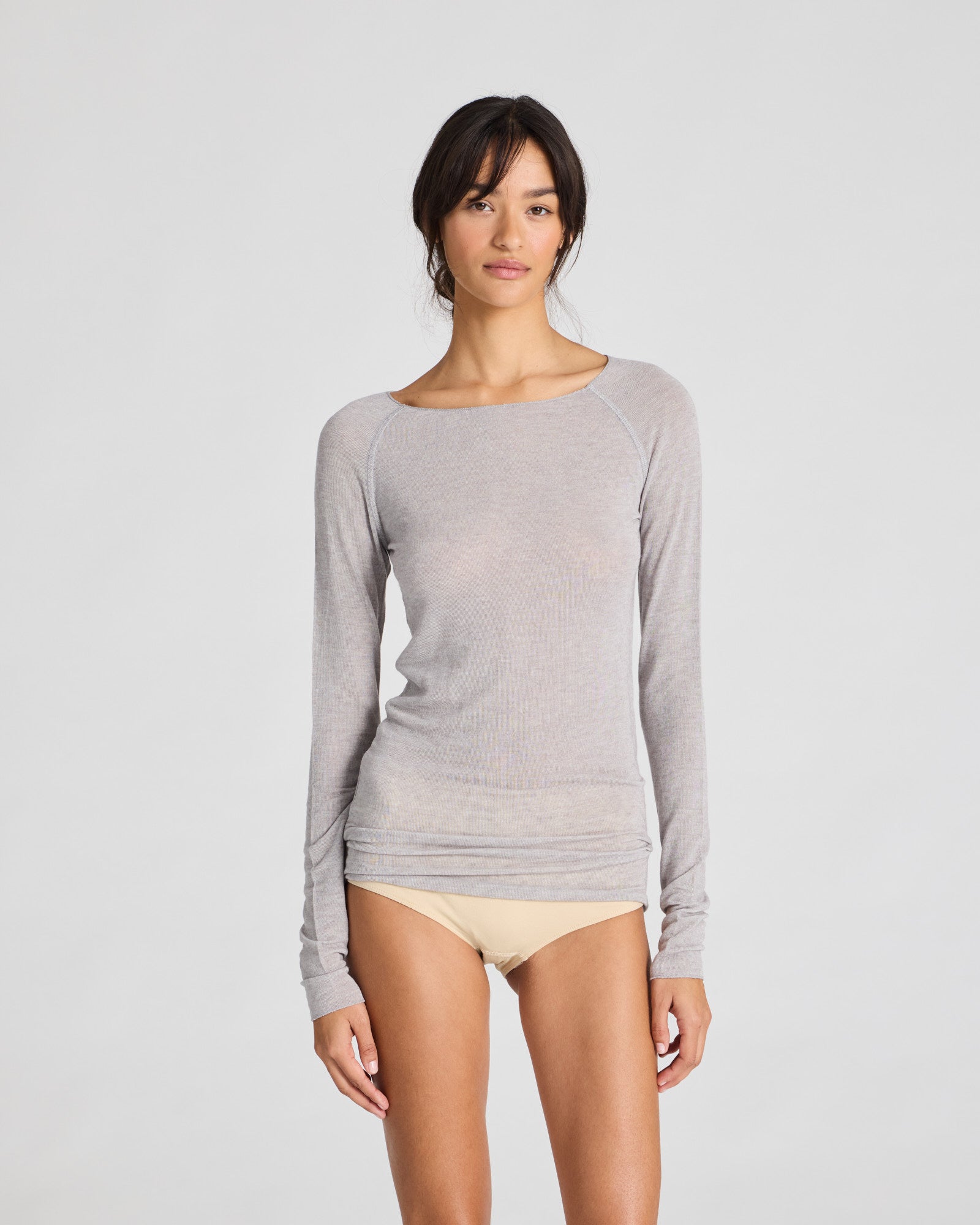 GAI+LISVA Amalie Wool Top Tops & T-shirts 601 Light Grey Melange