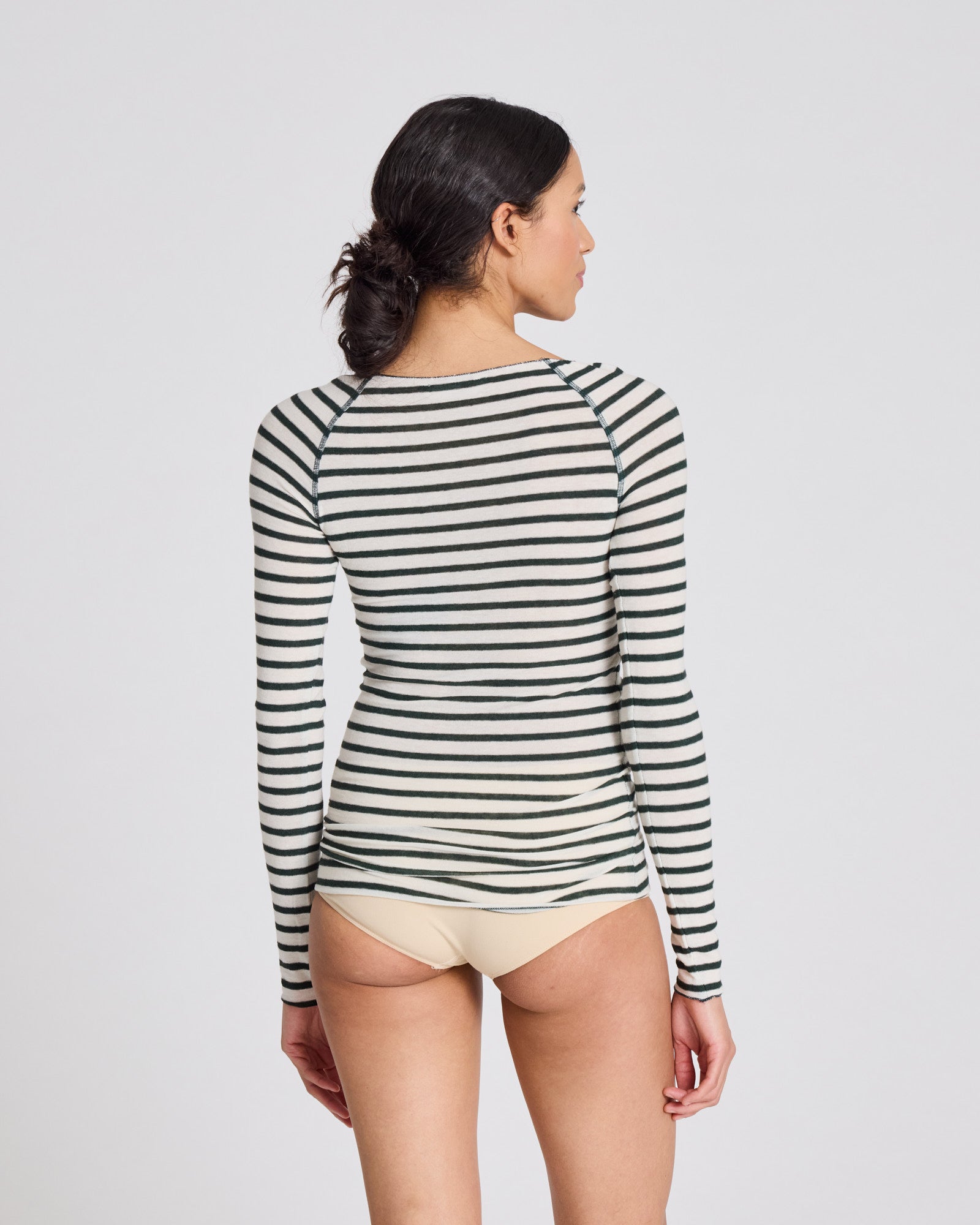GAI+LISVA Amalie Wool Top Tops & T-shirts 199 Reverse Dark Olive Stripe