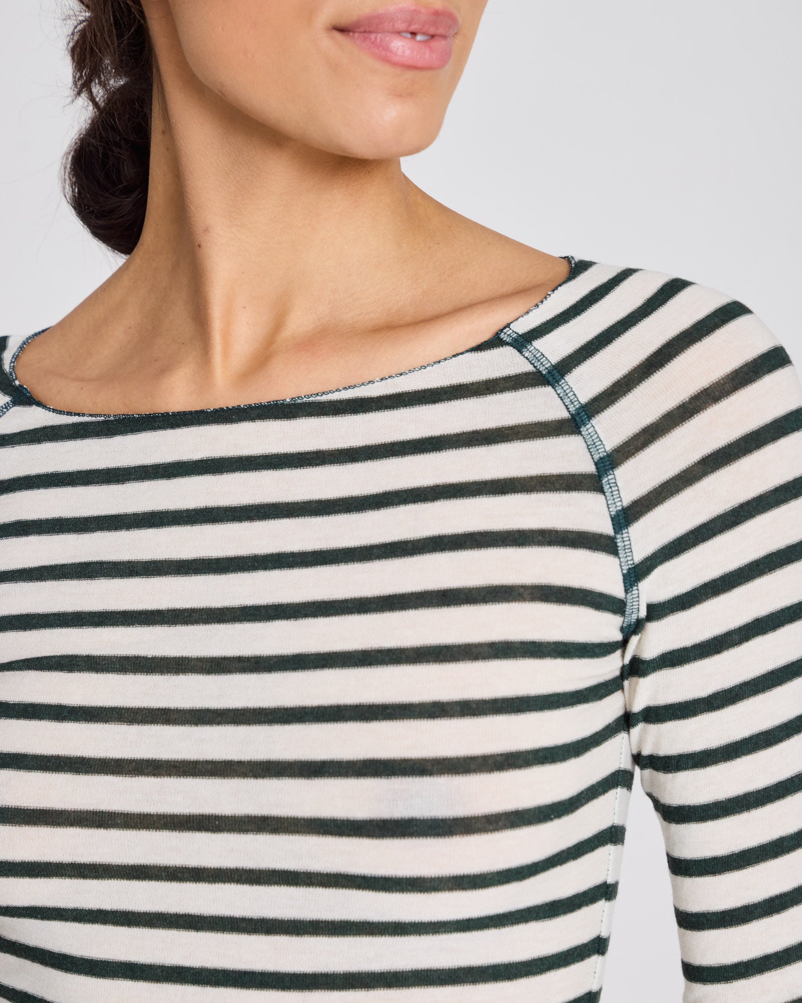 GAI+LISVA Amalie Wool Top Tops & T-shirts 199 Reverse Dark Olive Stripe