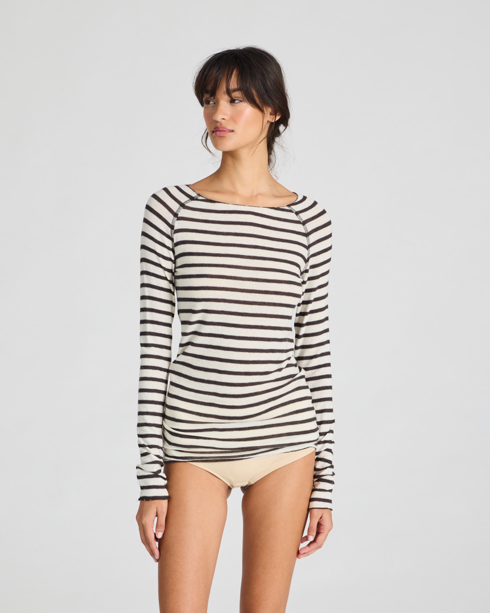 GAI+LISVA Amalie Wool Top Tops & T-shirts 709 Reverse Dark Brown Stripe