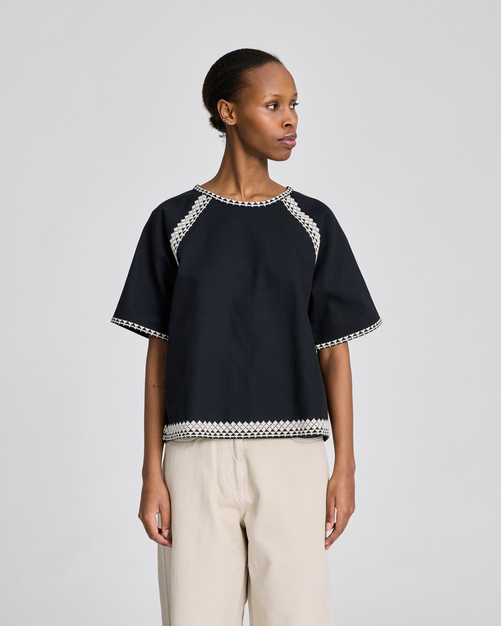 GAI+LISVA Angie S/S Cotton Twill Blouse Shirts & Blouses 650 Black