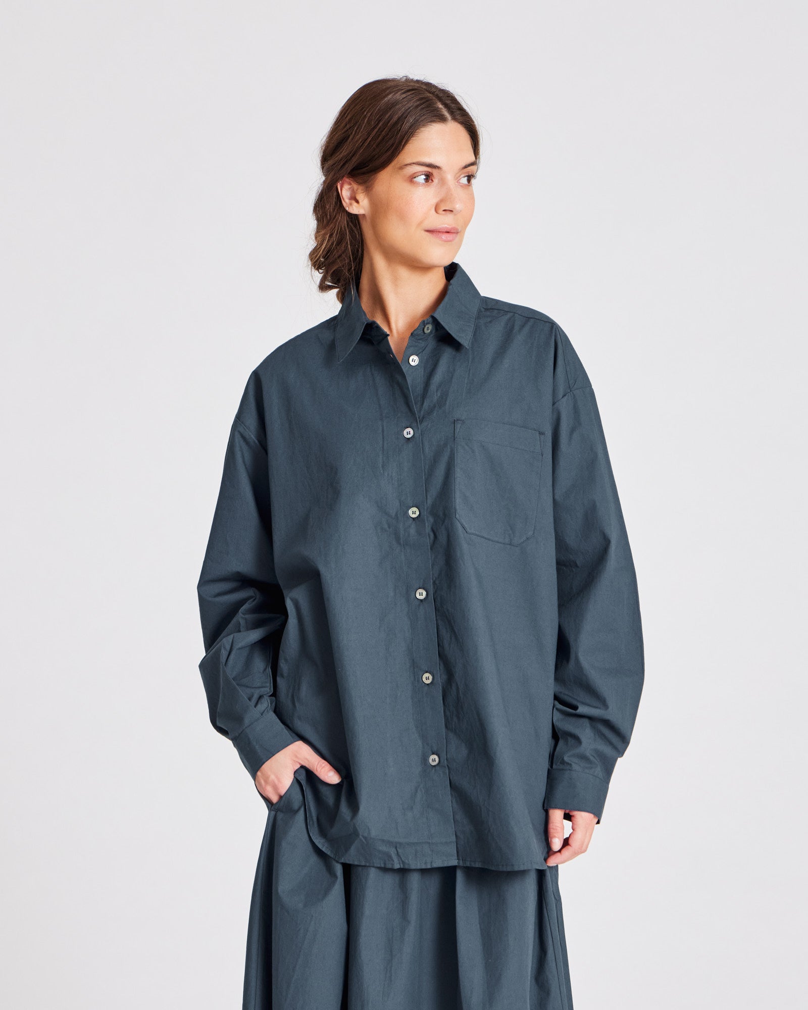 GAI+LISVA Astrid Shirt Poplin Gots 243975 Shirts & Blouses 472 Denim Blue