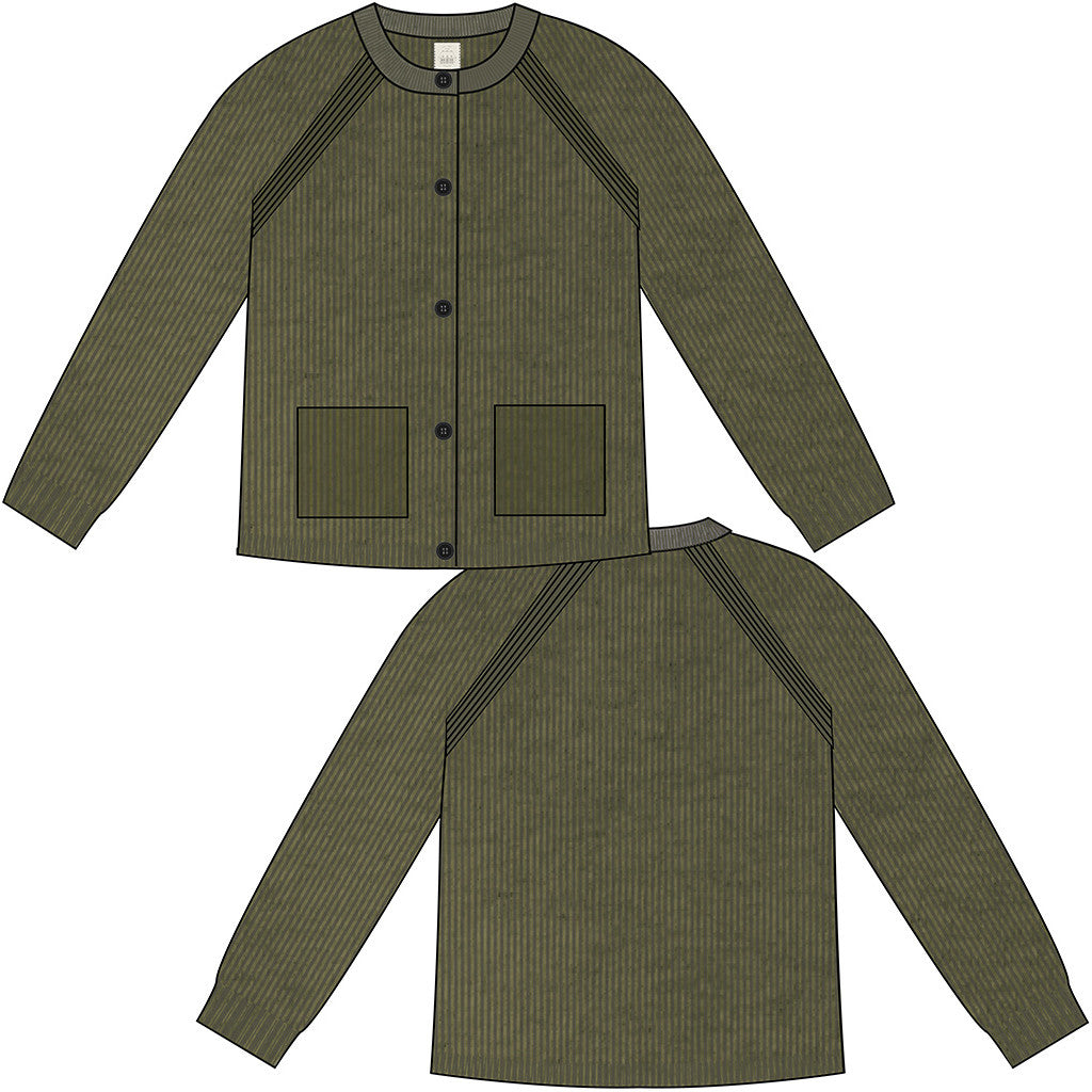 GAI+LISVA Augusta L/S Cardigan Lambswool Knit GOTS Lambswool l Knitwear 170 Olive Night Melangé