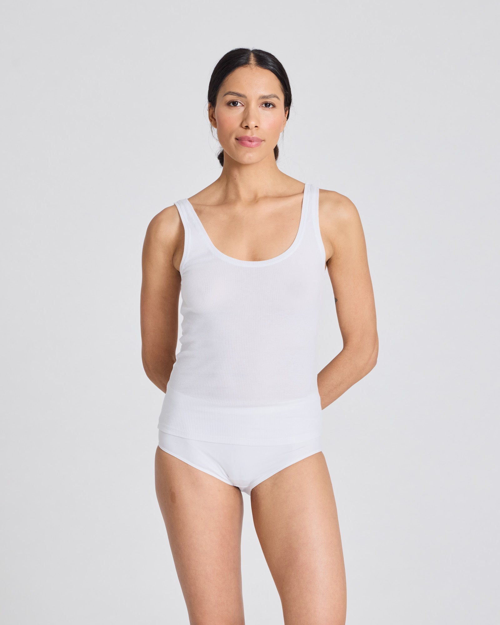 GAI+LISVA Beate Cotton Top 3x2 Rib Knit GOTS Tops & T-shirts 100 White