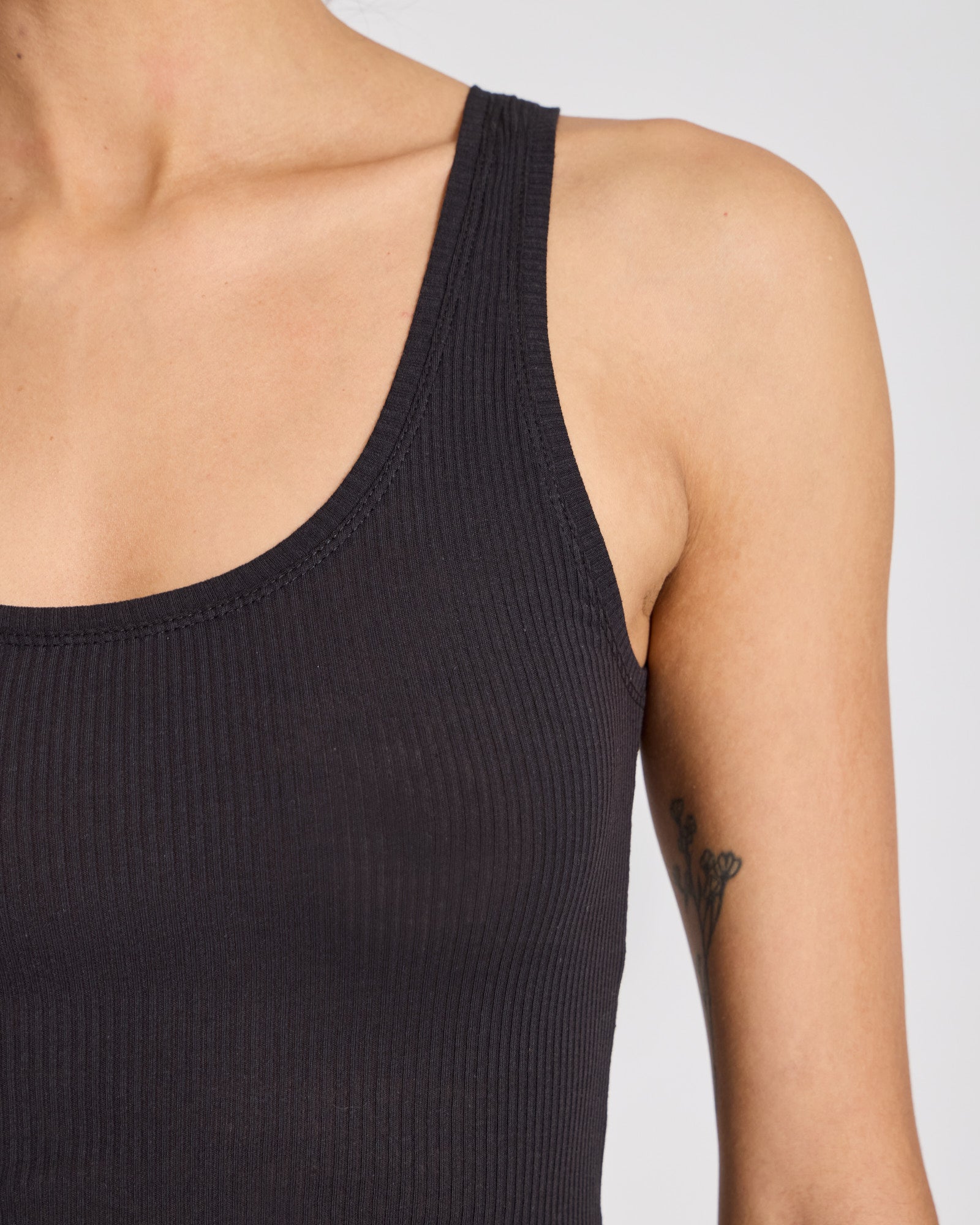 GAI+LISVA Beate Cotton Top 3x2 Rib Knit GOTS Tops & T-shirts 650 Black