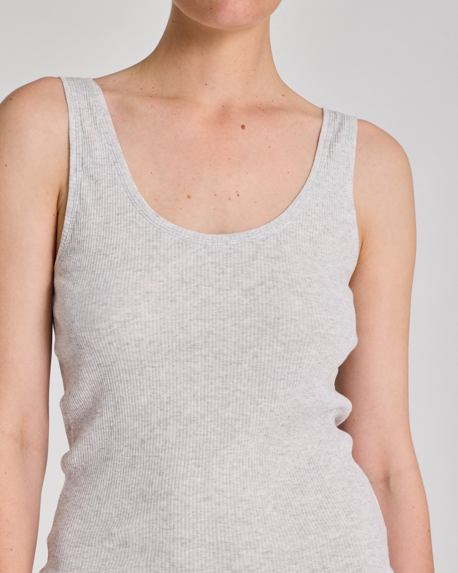 GAI+LISVA Beate Cotton Top Tops & T-shirts 601 Light Grey Melange