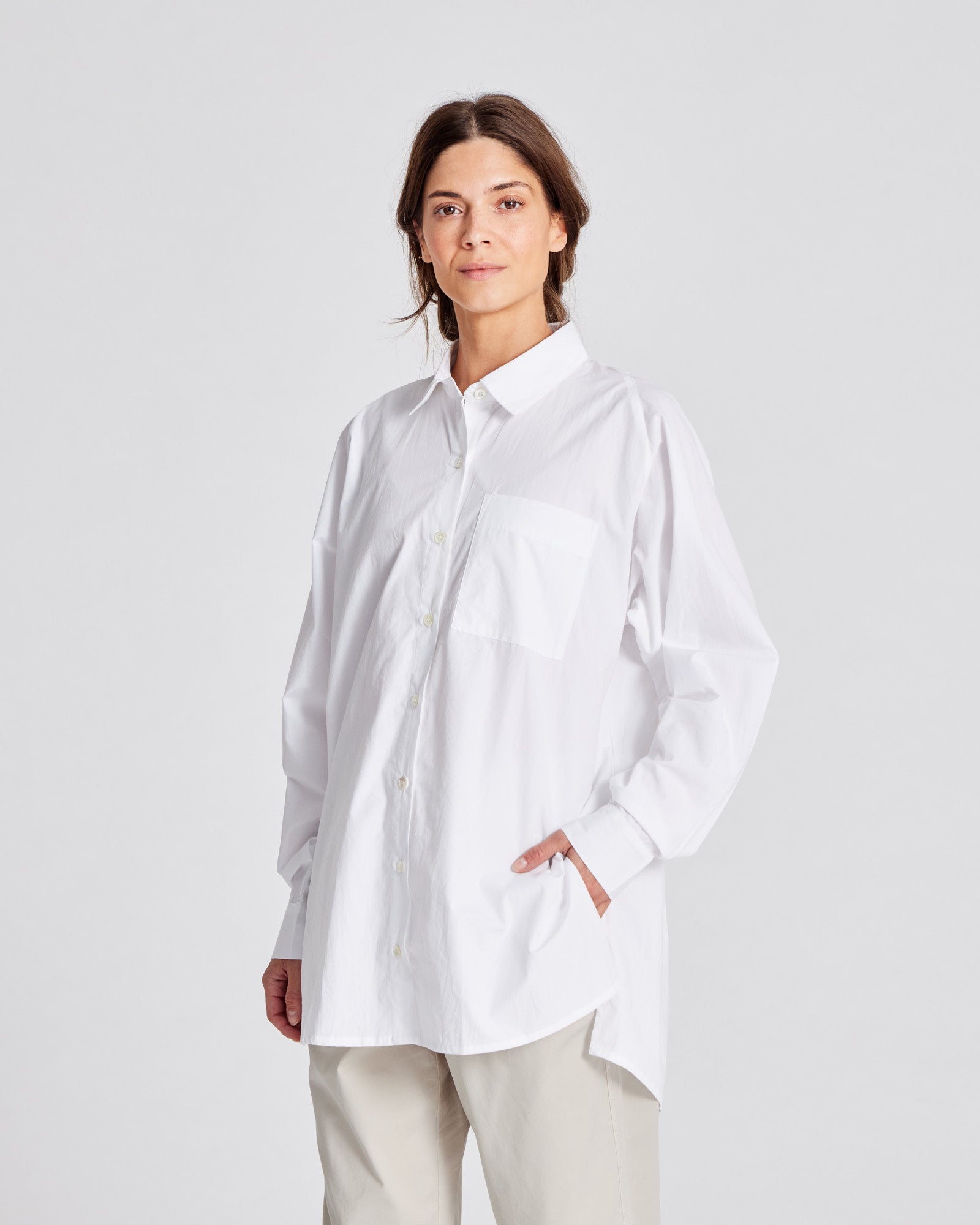 GAI+LISVA Bella Raglan L/S Poplin Long Shirt GOTS 243975 Top 100 White