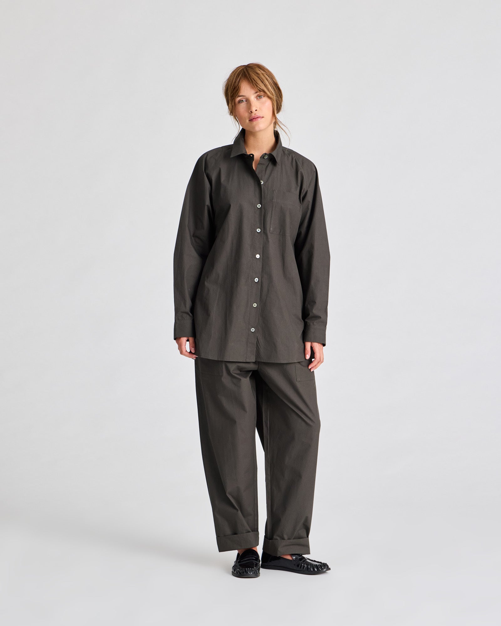 GAI+LISVA Bella Raglan L/S Poplin Long Shirt GOTS 243975 Top 191 Beluga