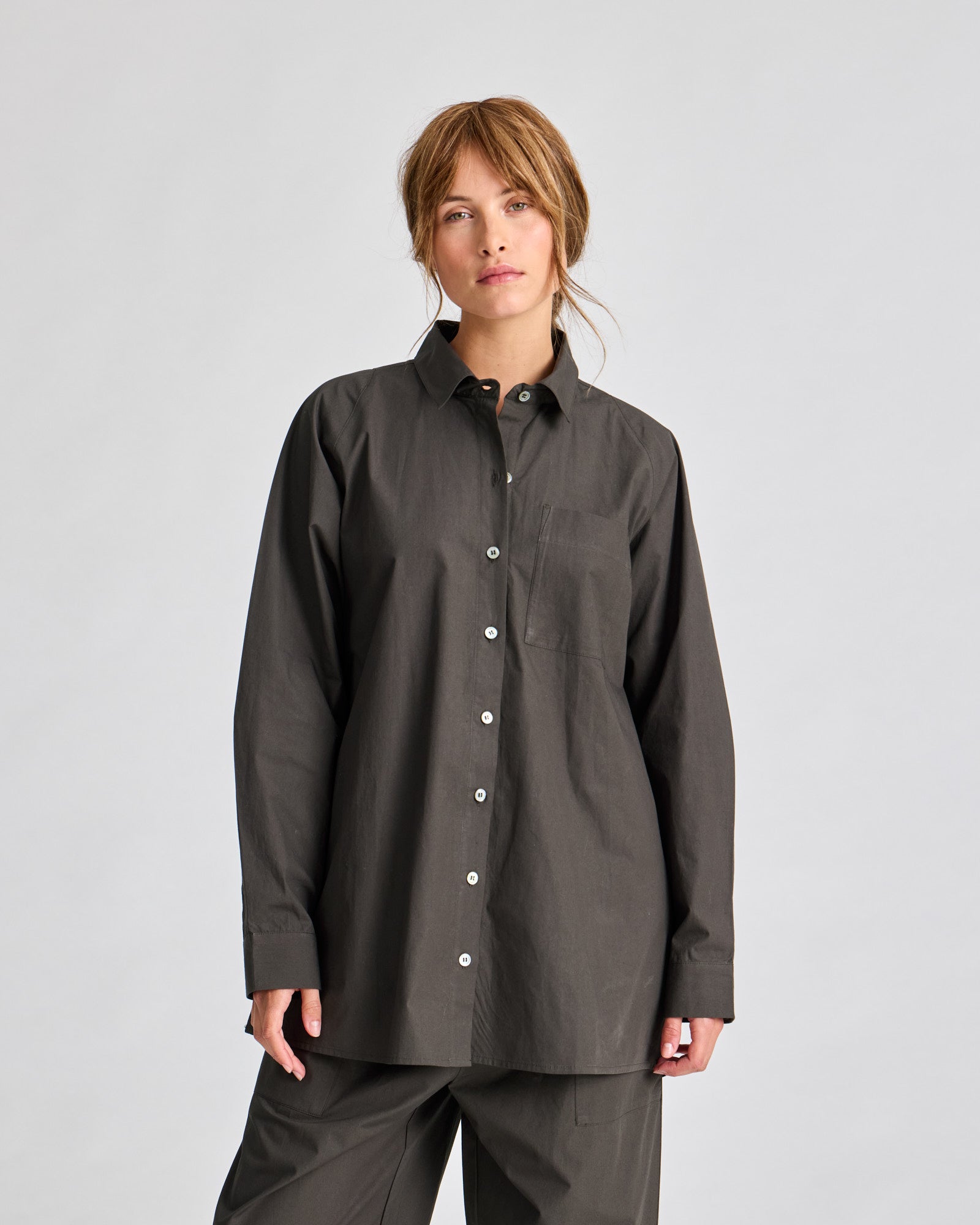 GAI+LISVA Bella Raglan L/S Poplin Long Shirt GOTS 243975 Top 191 Beluga