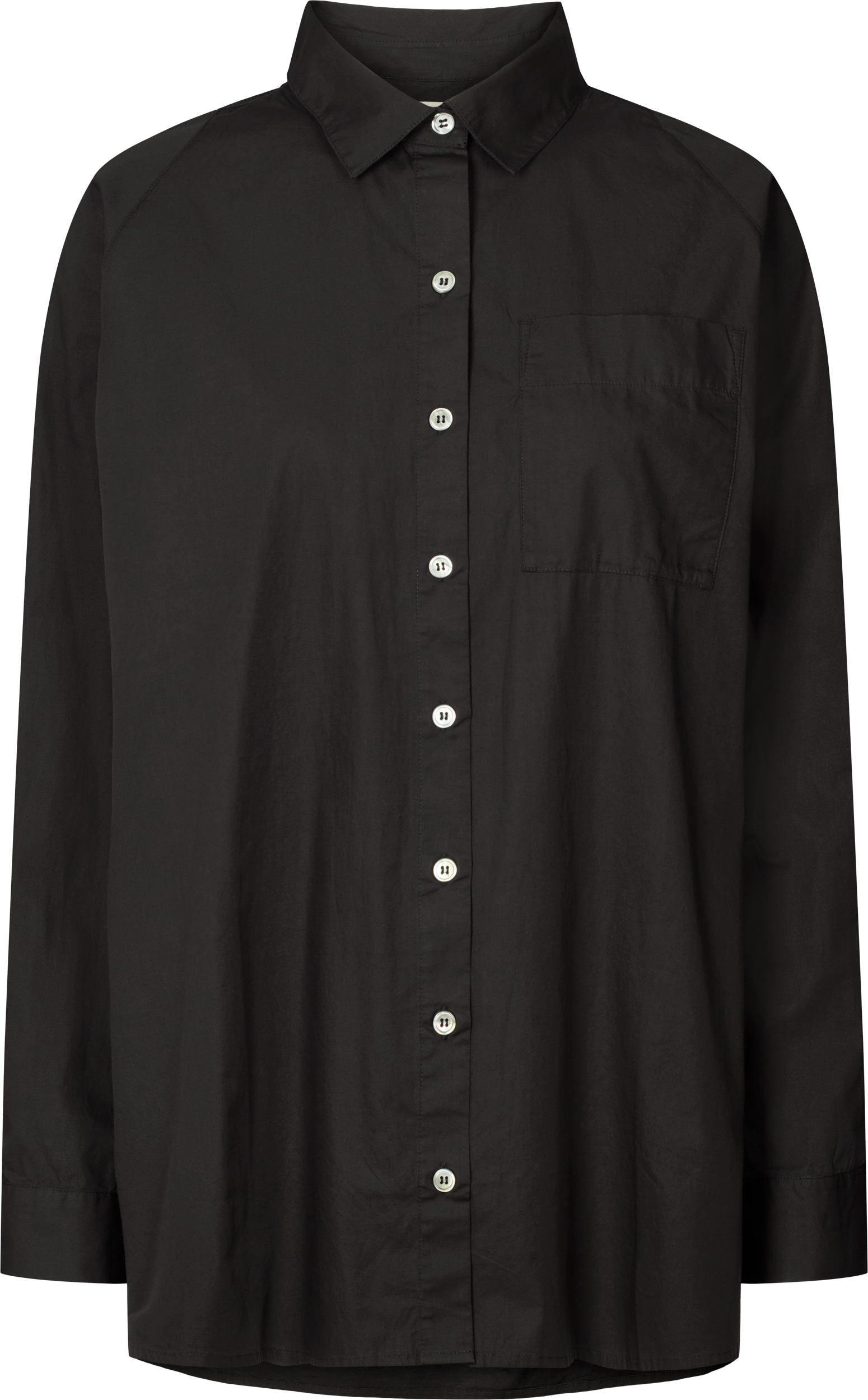 GAI+LISVA Bella Raglan L/S Poplin Long Shirt GOTS 243975 Top 650 Black