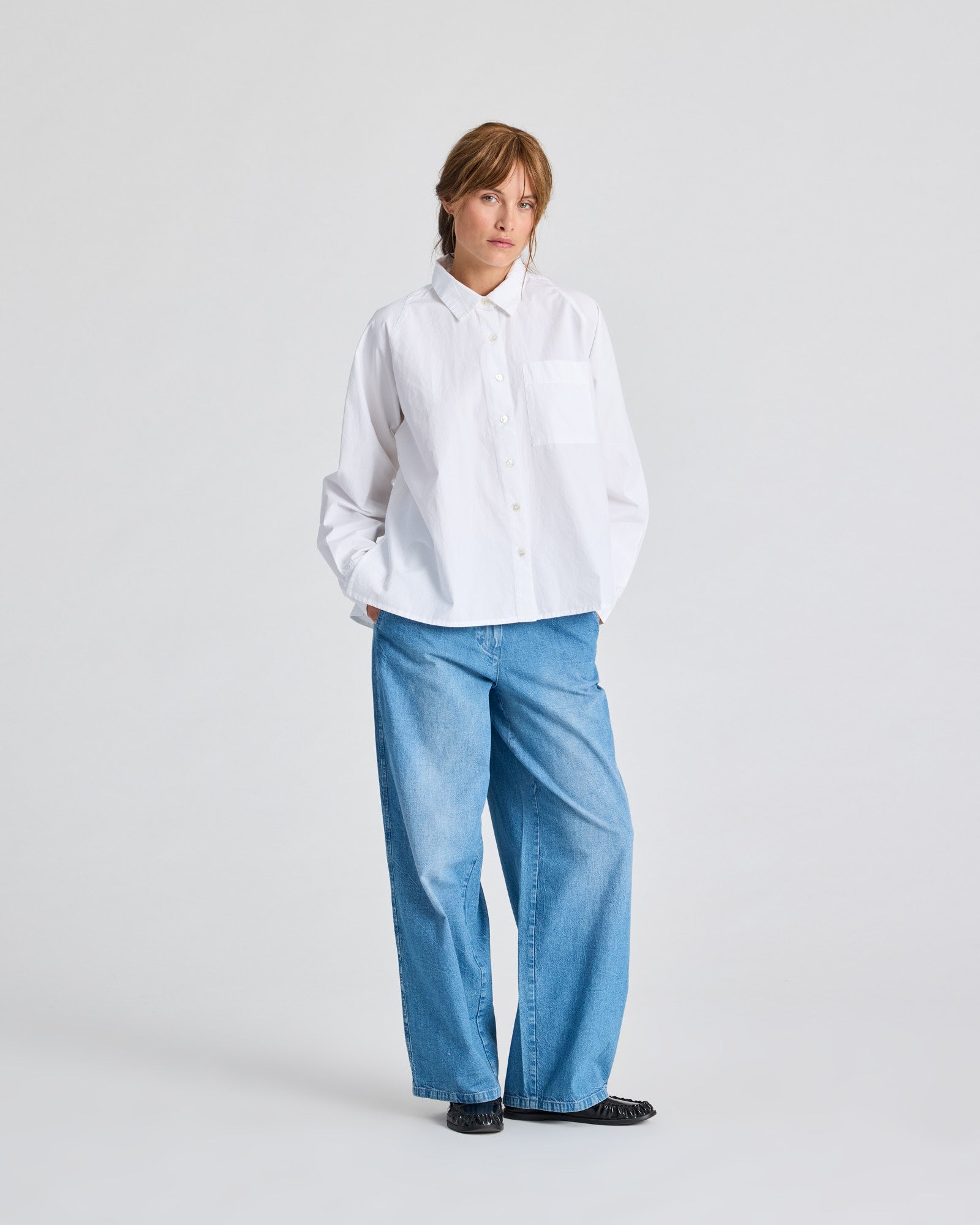 GAI+LISVA Bella Raglan L/S Poplin Short Shirt GOTS 243975 Shirts & Blouses 100 White