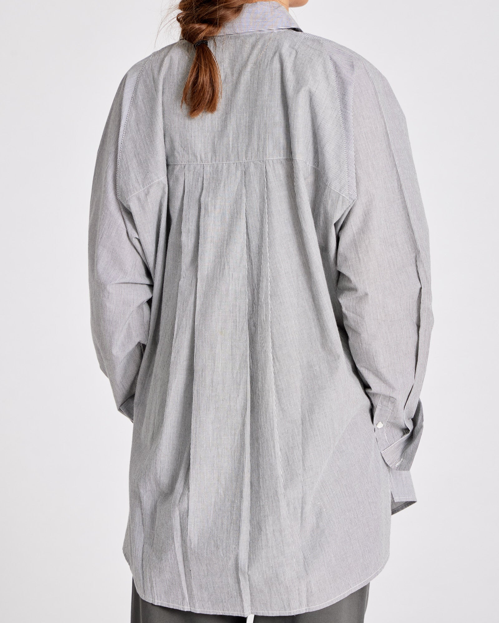 GAI+LISVA Bella Raglan L/S Striped Poplin Long Shirt GOTS 243975 Top 255 Dark Grey/Ecru Stripe