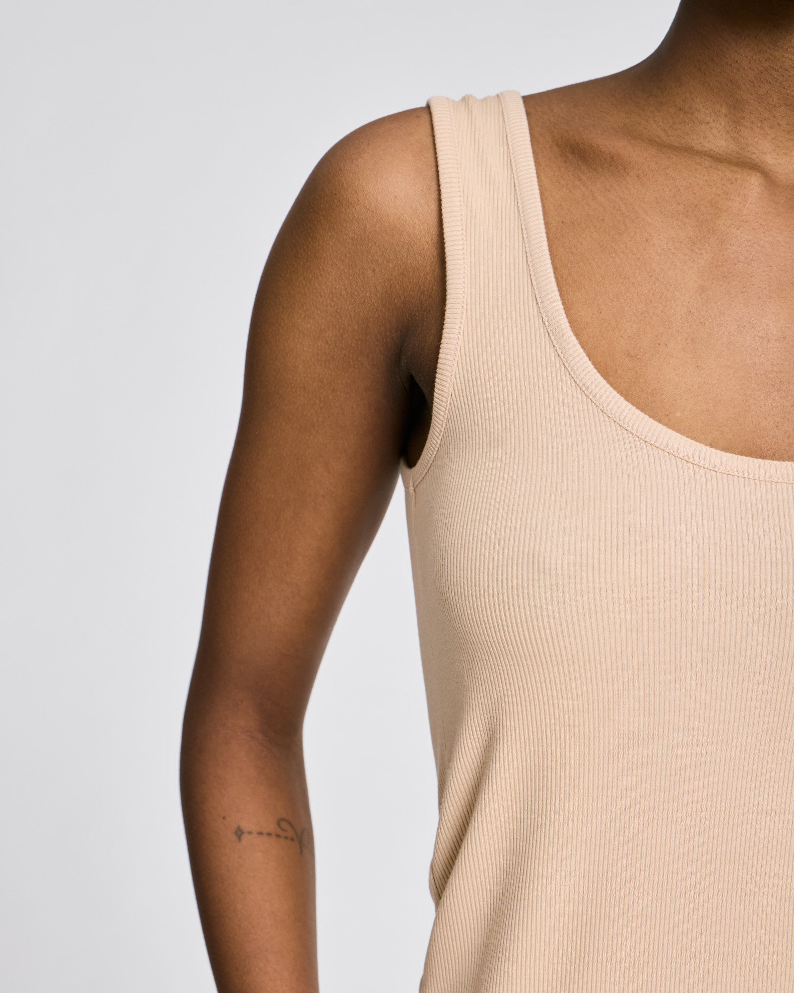 GAI+LISVA Bodil Viscose S´less Stretchable Top 2x2 Rib Tops & T-shirts 763 Oat