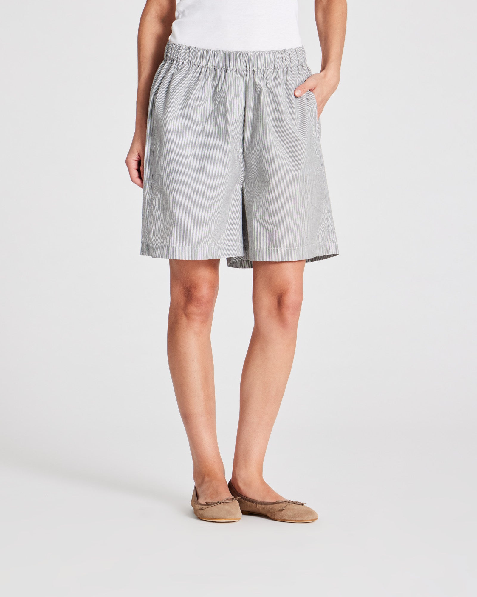 GAI+LISVA Caroline Shorts Poplin Pants & Shorts 255 Dark Grey/Ecru Stripe