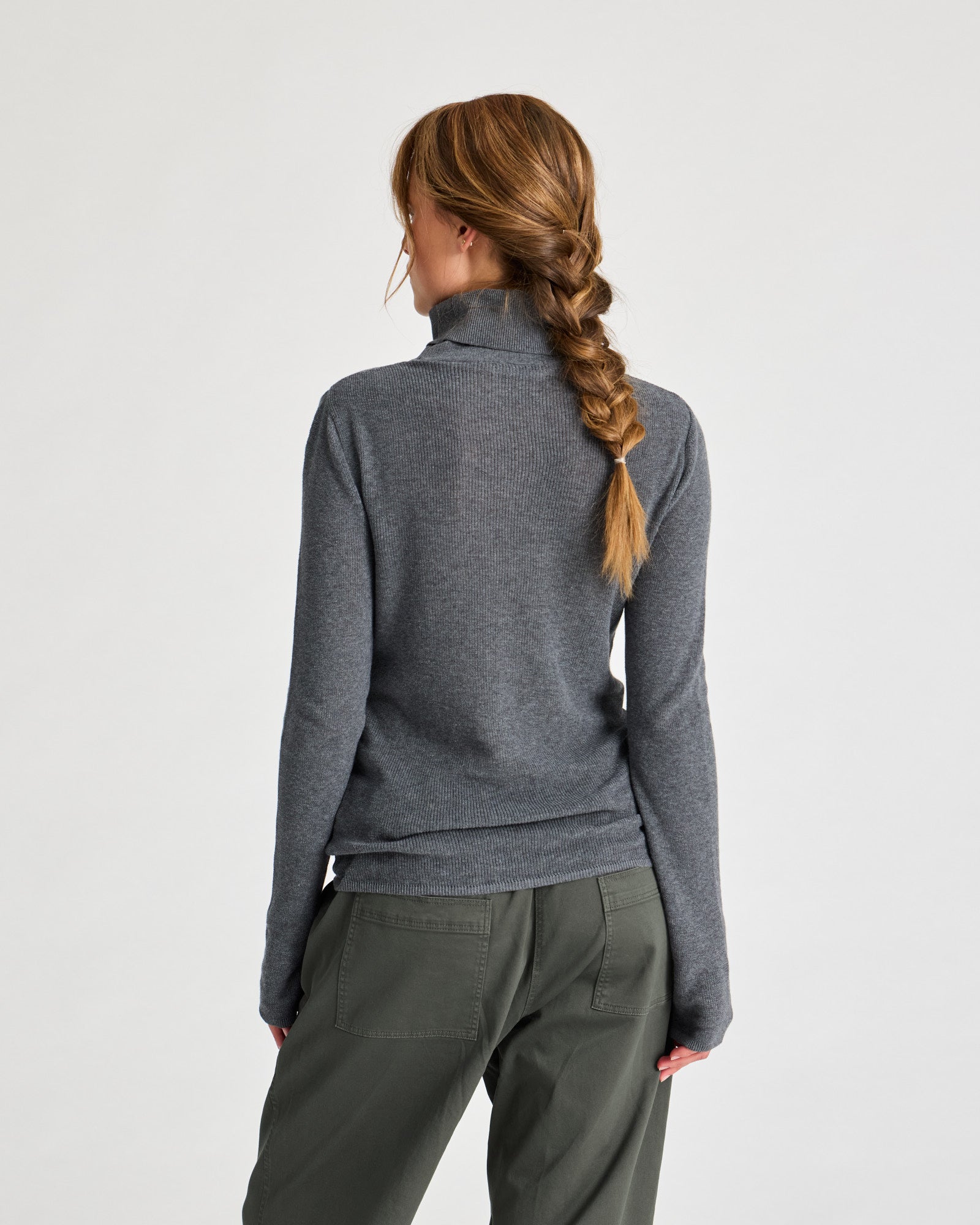 GAI+LISVA Cathrine L/S Knit Turtelneck GOTS 243975 Knit 605 Dark Grey Melangè