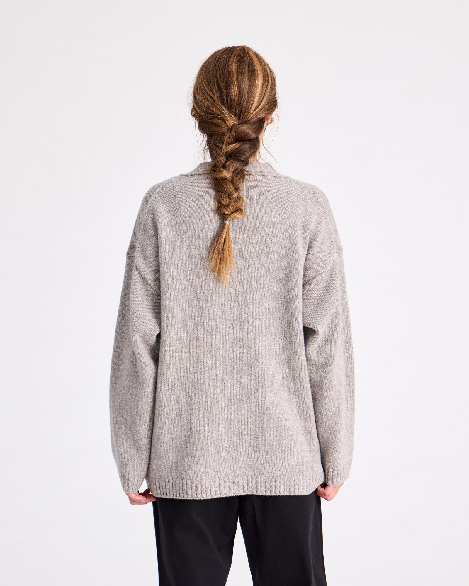 GAI+LISVA Edith Lambswool Cardigan GOTS 243975 Lambswool l Knitwear 173 Stone Grey