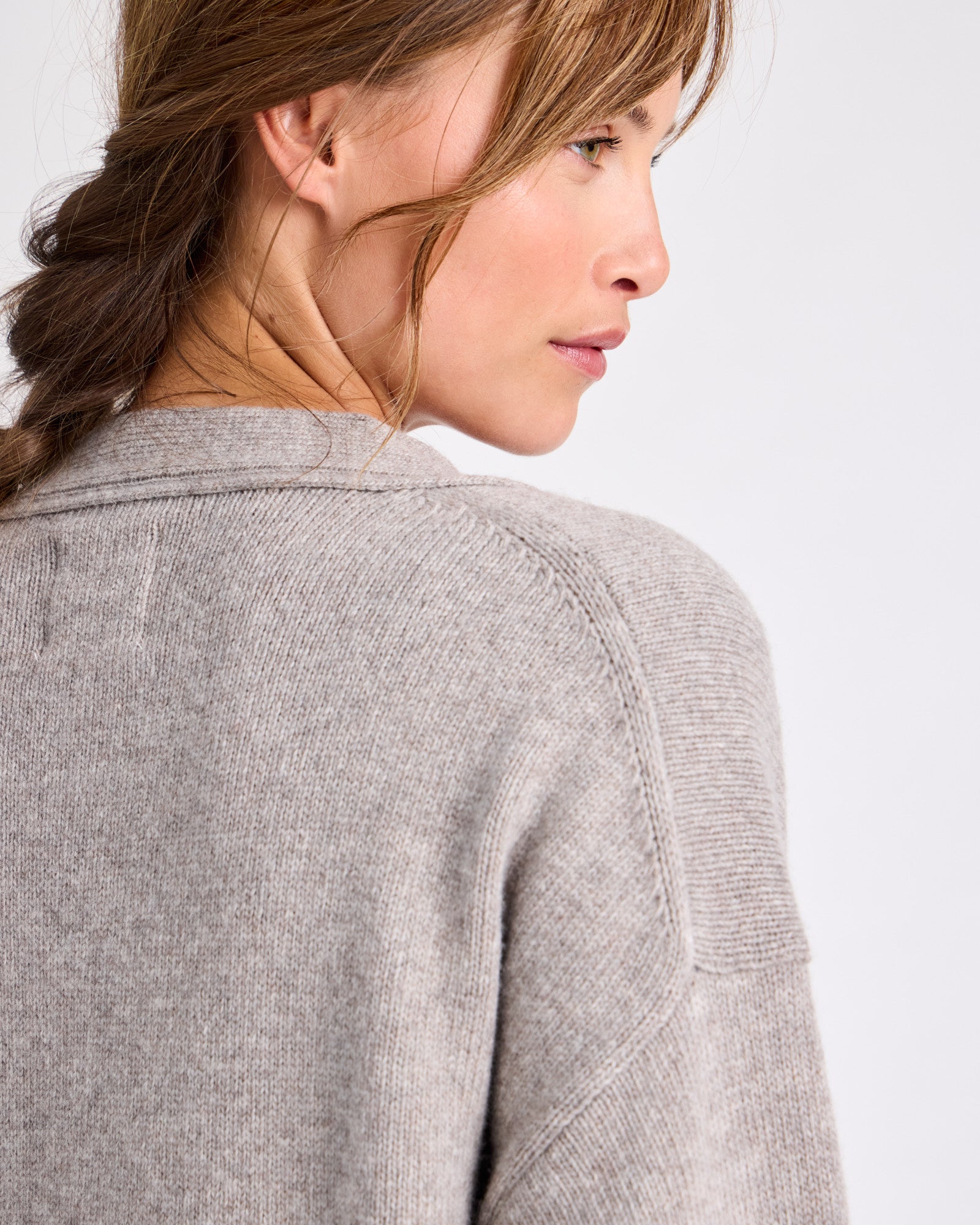 GAI+LISVA Edith Lambswool Cardigan GOTS 243975 Lambswool l Knitwear 173 Stone Grey