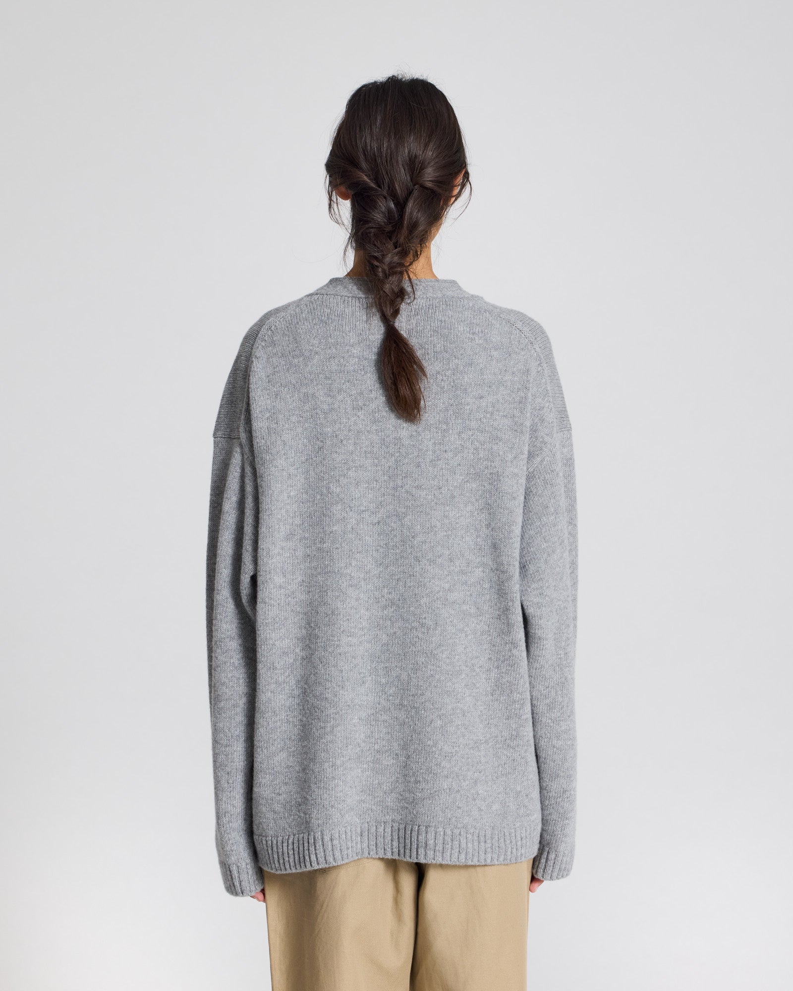 GAI+LISVA Edith Lambswool Cardigan GOTS 243975 Lambswool l Knitwear 602 Grey Melange