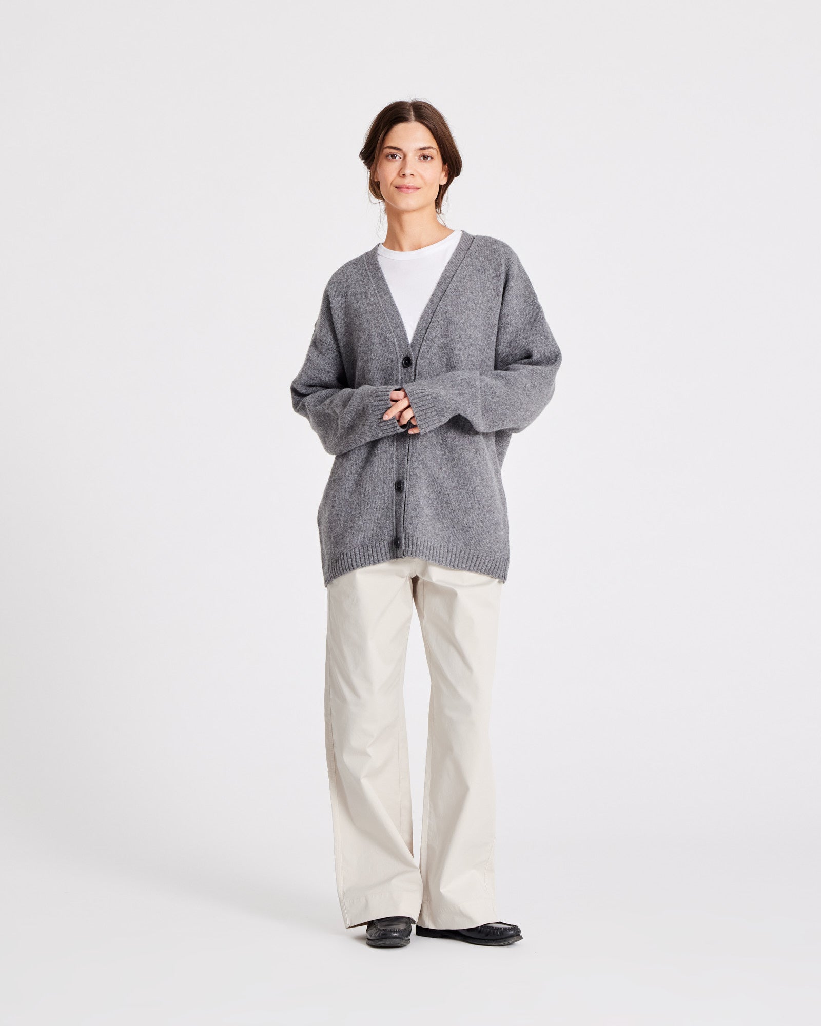 GAI+LISVA Edith Lambswool Cardigan GOTS 243975 Lambswool l Knitwear 631 Grafitti Grey Melangé