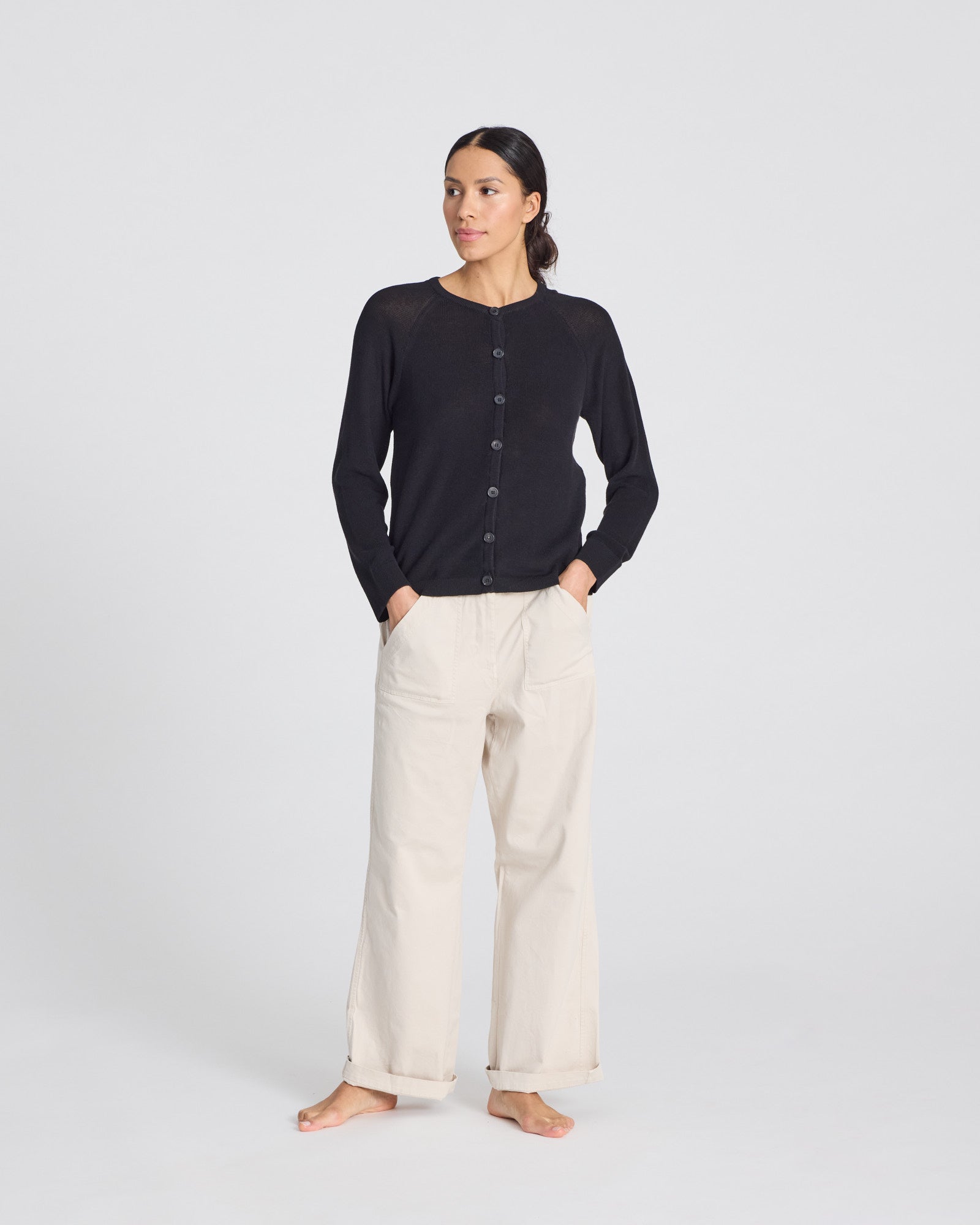 GAI+LISVA Ella L/S Cotton Rib Cardigan GOTS Cotton l Knitwear 650 Black