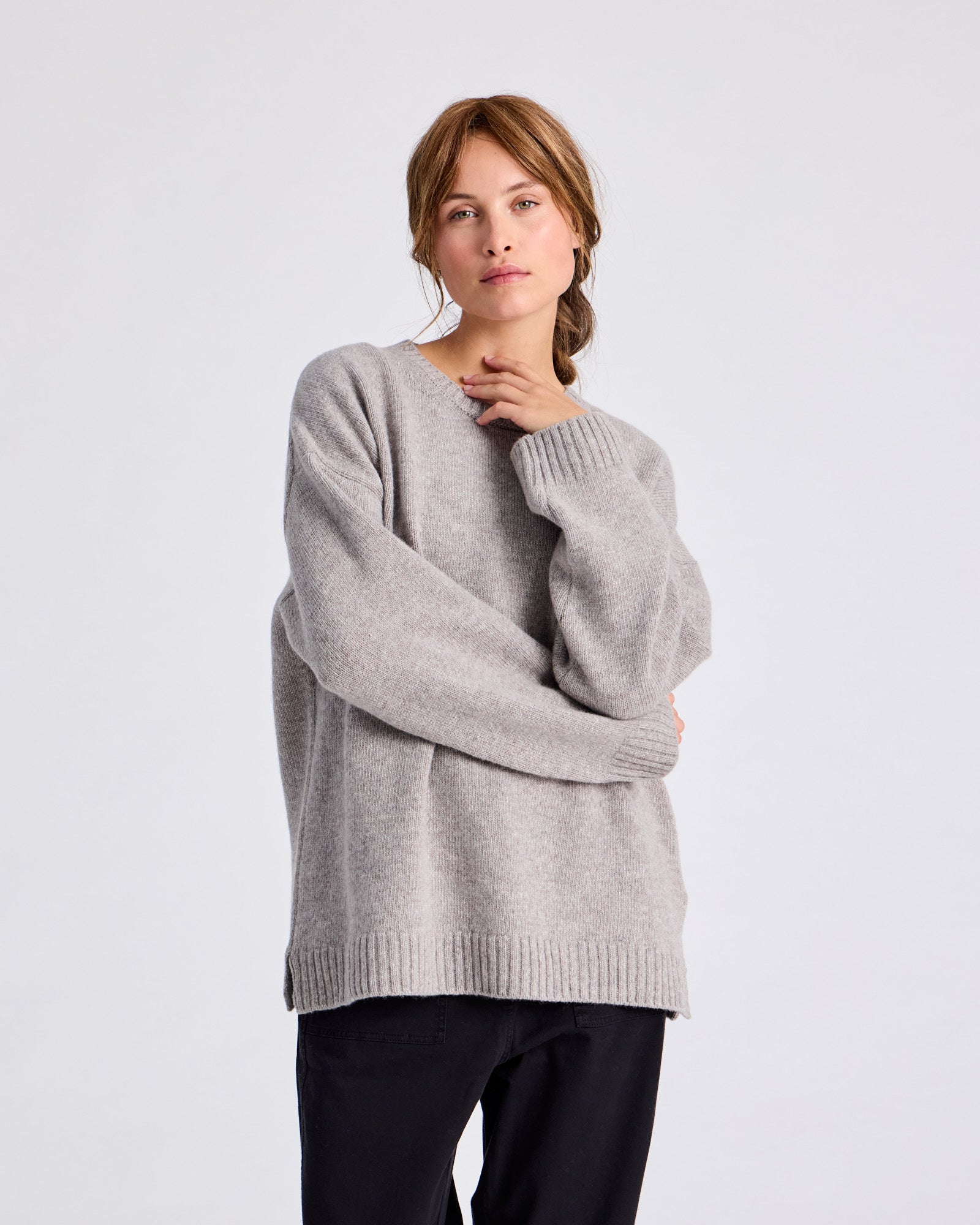 GAI+LISVA Emely Lambswool Knit GOTS Lambswool l Knitwear 173 Stone Grey