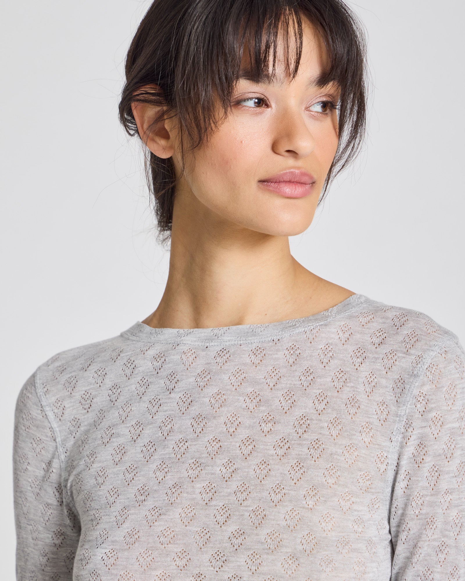 GAI+LISVA Fermi Silk Top Tops & T-shirts 601 Light Grey Melange