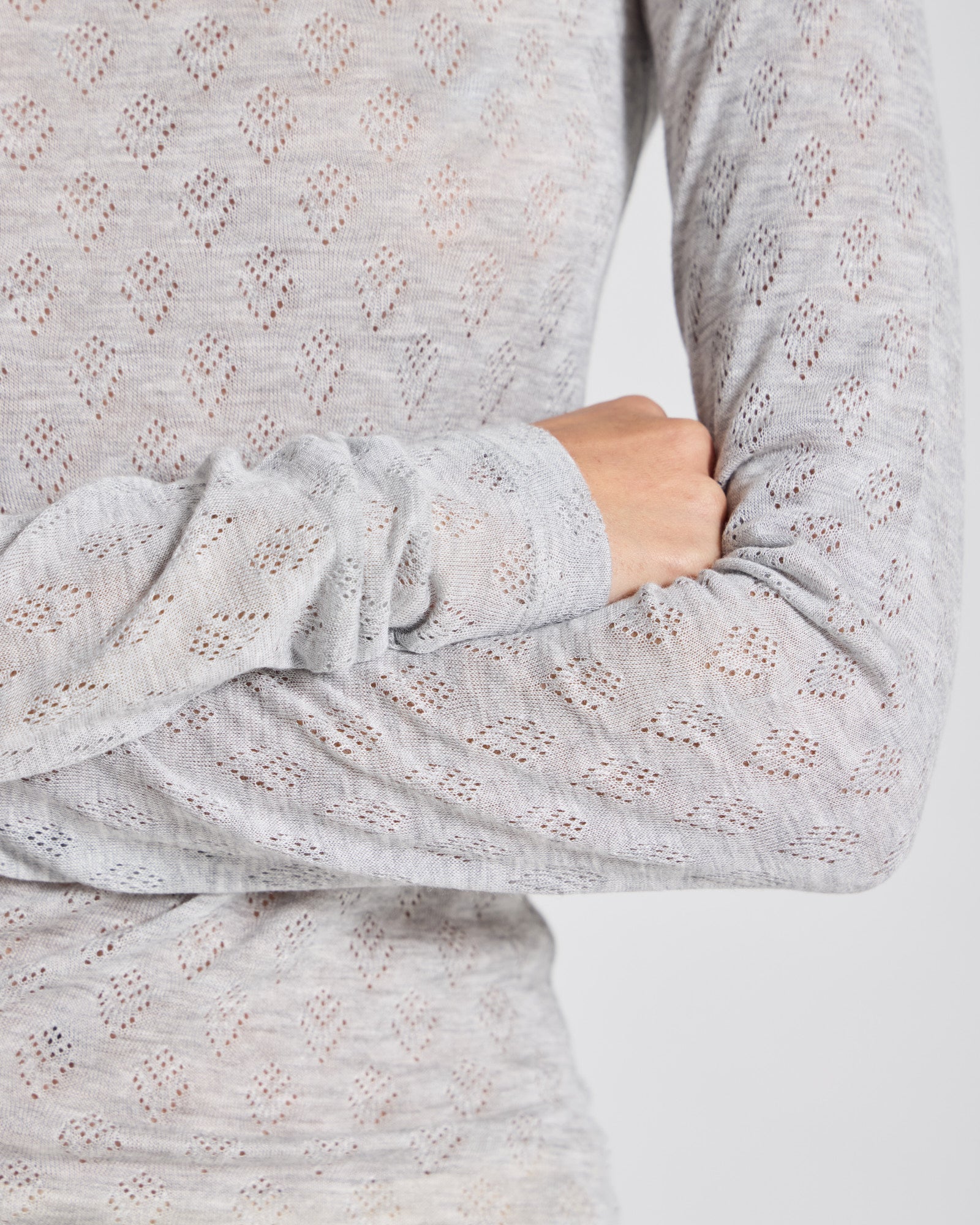 GAI+LISVA Fermi Silk Top Tops & T-shirts 601 Light Grey Melange