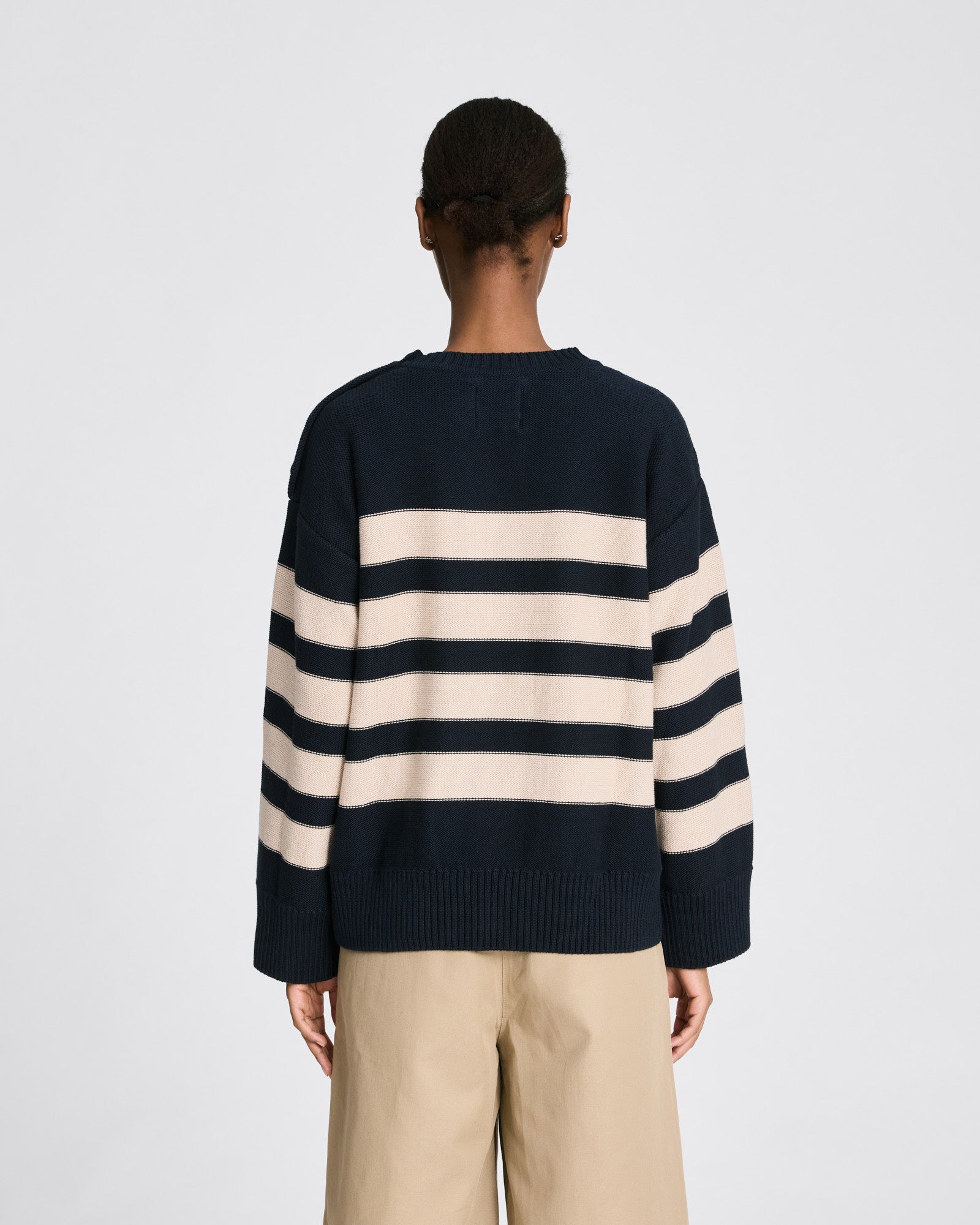 GAI+LISVA Fiona L/S Cotton Knit GOTS Cotton l Knitwear 706 Striped Midnight Blue /Ancient Grey