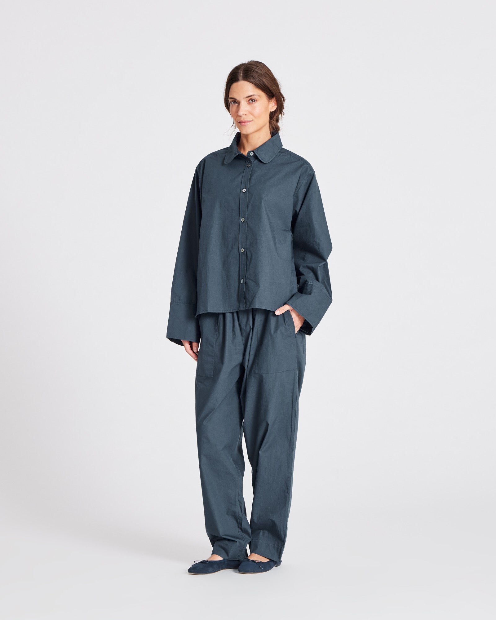GAI+LISVA Flora Shirt Poplin Gots 243975 Shirts & Blouses 472 Denim Blue
