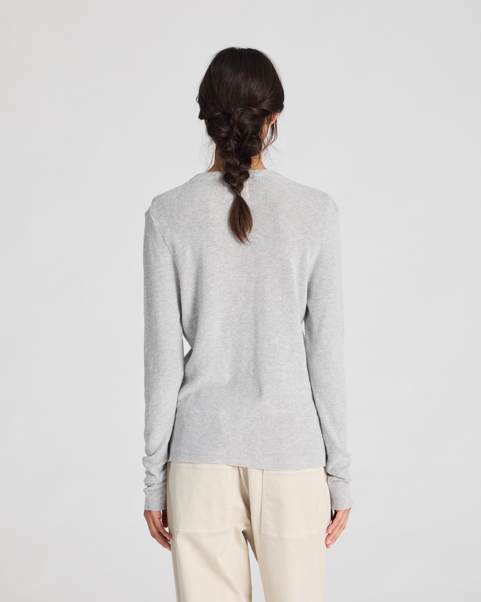 GAI+LISVA Freja L/S Cotton Rib Top GOTS Cotton l Knitwear 601 Light Grey Melange