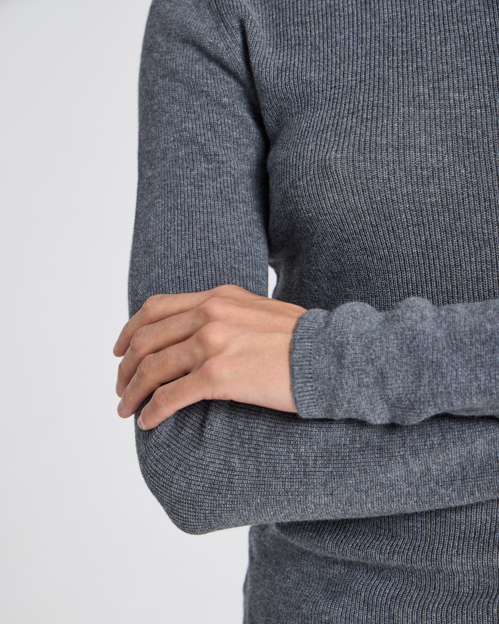 GAI+LISVA Freja L/S Cotton Rib Top GOTS Cotton l Knitwear 605 Dark Grey Melangè