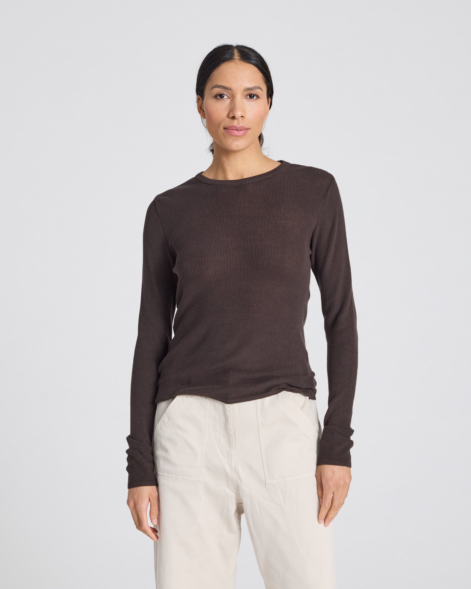 GAI+LISVA Freja L/S Cotton Rib Top GOTS Cotton l Knitwear 681 Mulch