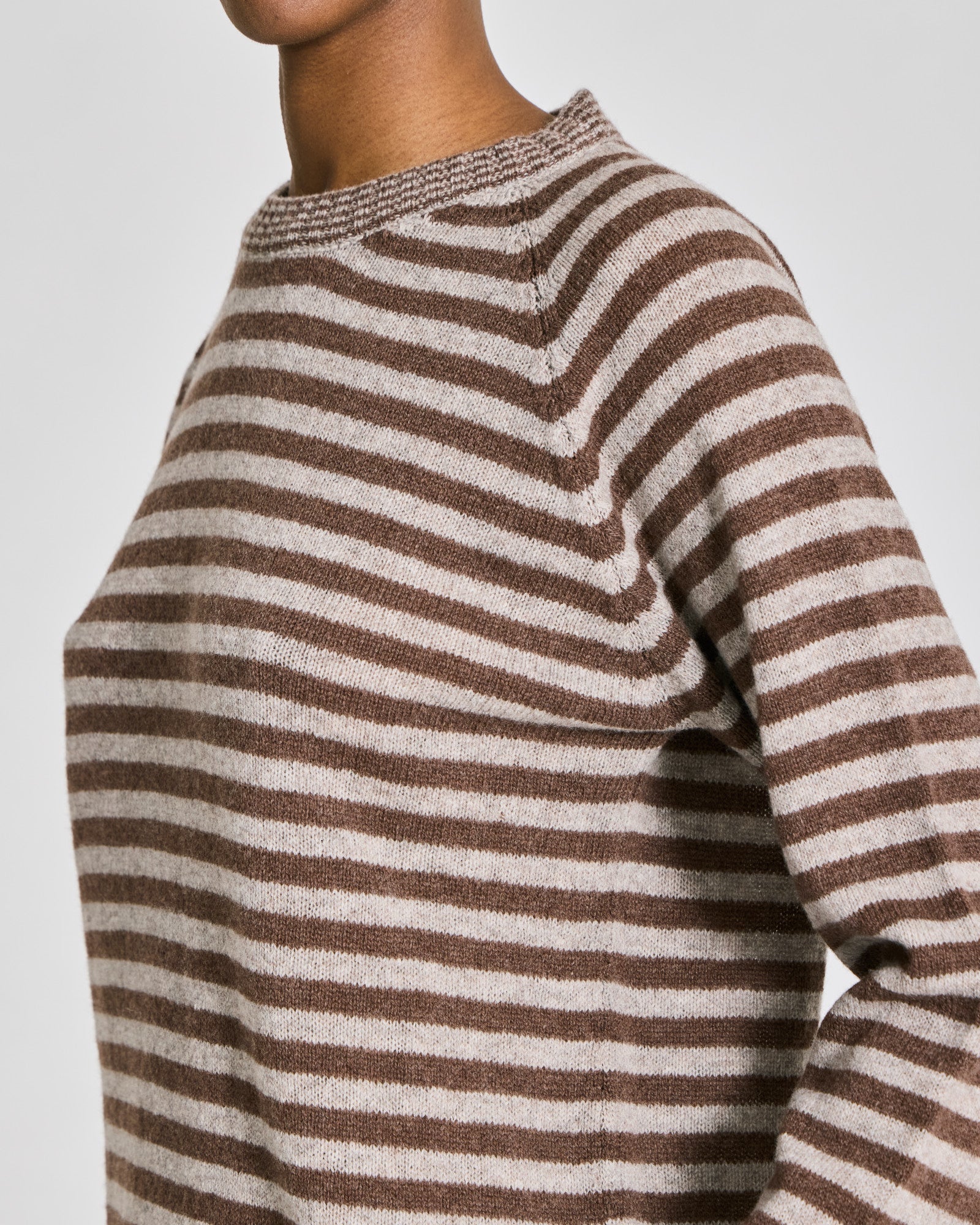 GAI+LISVA Gertrud L/S Striped Pullover Lambswool Knit Lambswool l Knitwear 755 Striped Grey / Brown