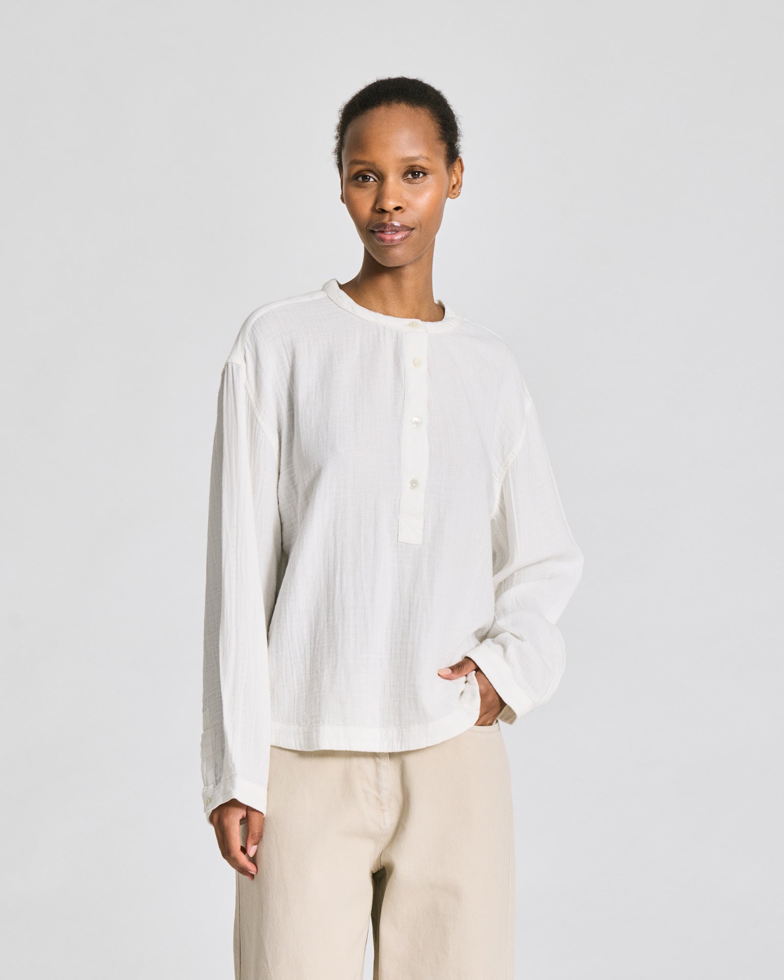GAI+LISVA Gunhild L/S Double Cloth Shirt GOTS Shirts & Blouses 124 Whisper White