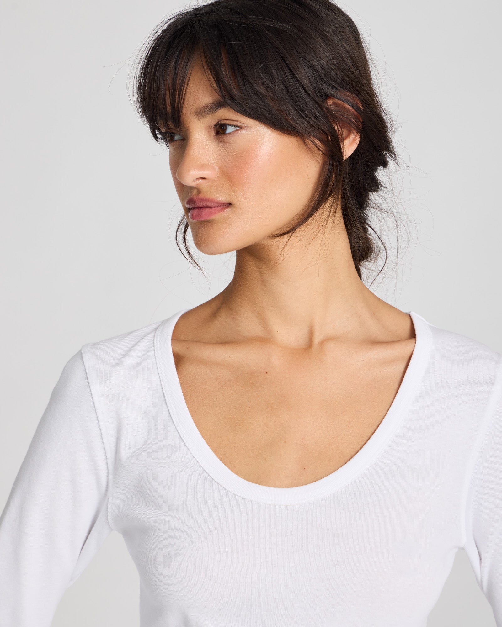 GAI+LISVA Ivy Cotton 1x1 RIB L/S Tee GOTS 243975 Tops & T-shirts 100 White