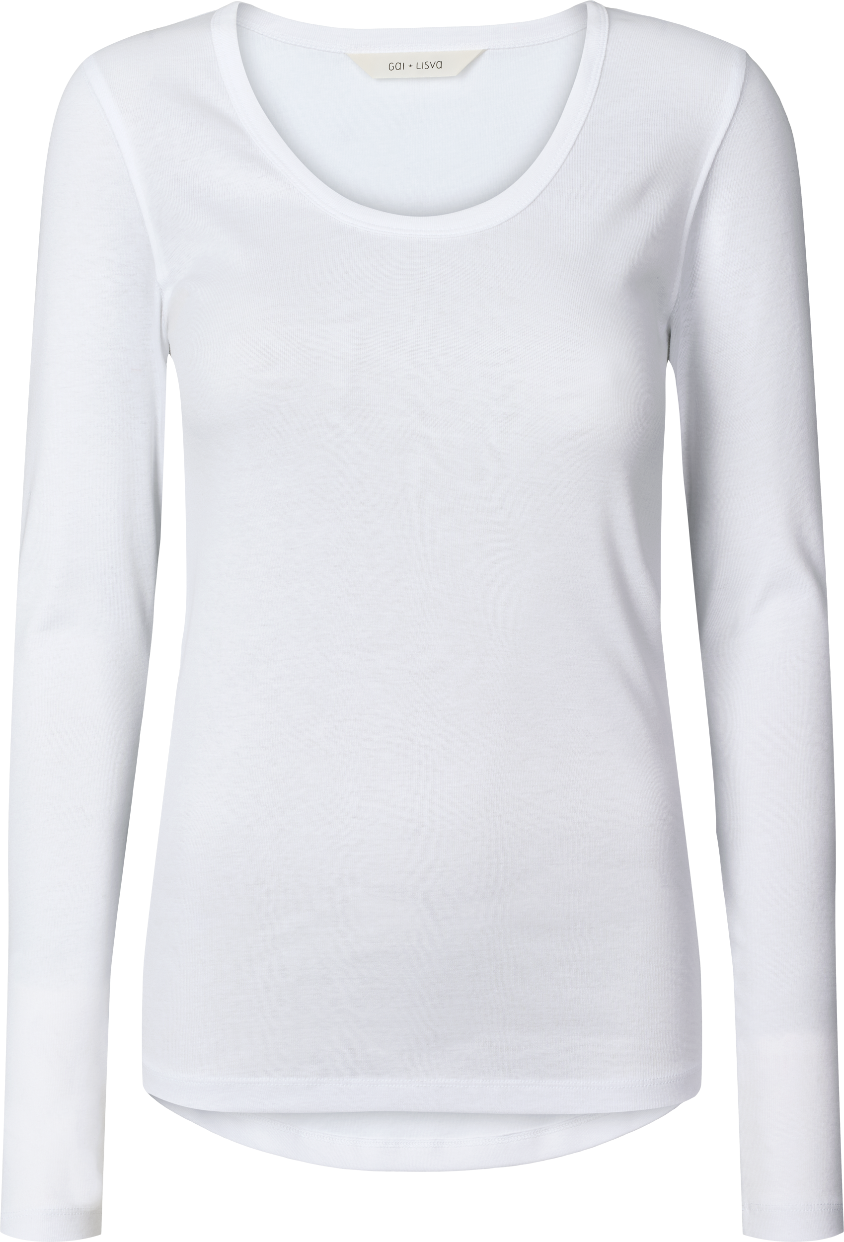 GAI+LISVA Ivy Cotton 1x1 RIB L/S Tee GOTS 243975 Tops & T-shirts 100 White