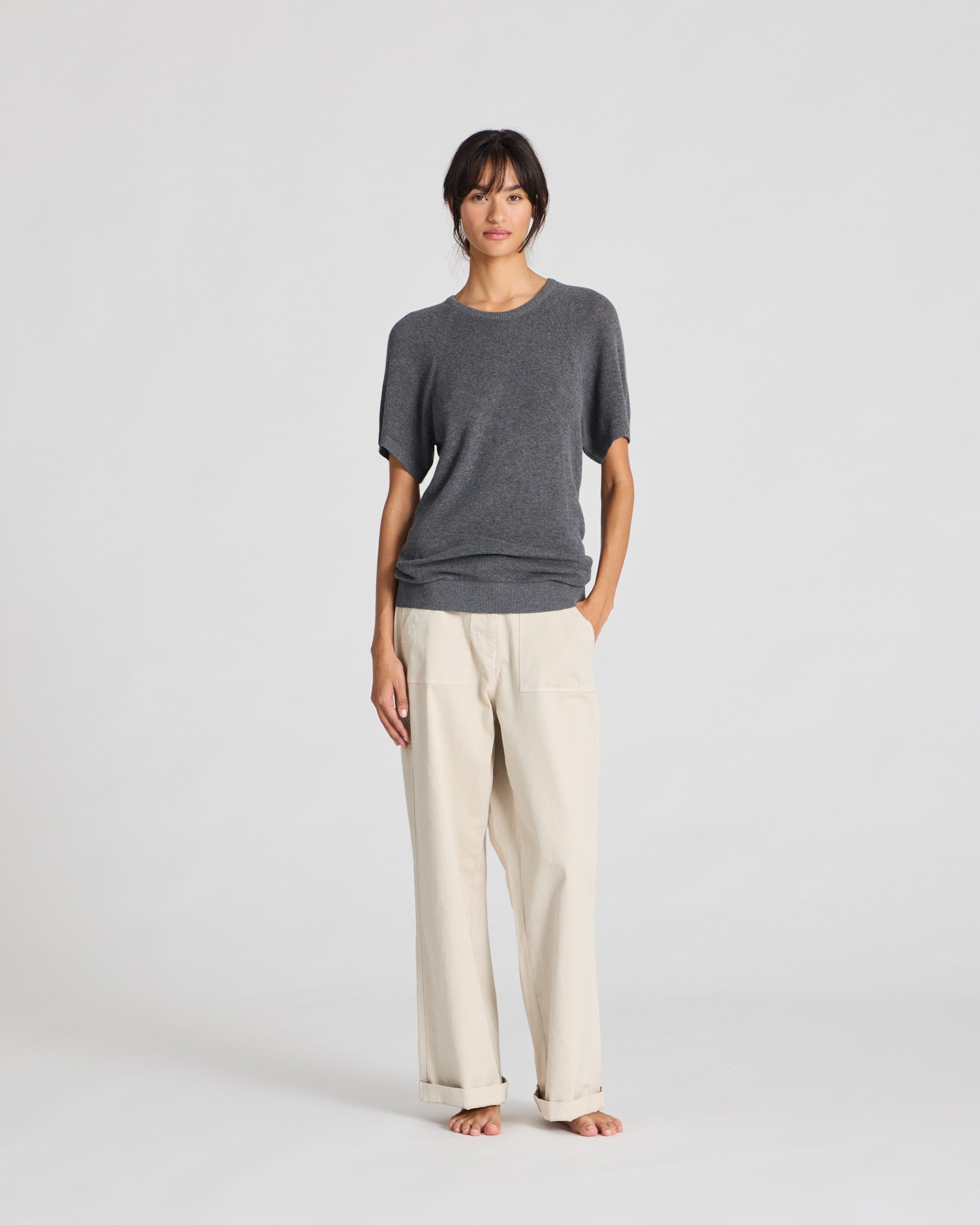 GAI+LISVA Karen Knit Tee GOTS 243975 Knit 605 Dark Grey Melangè