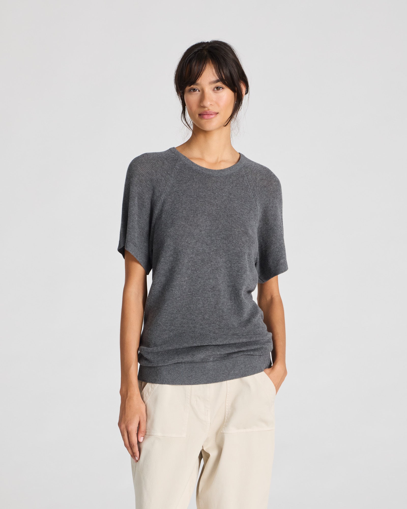 GAI+LISVA Karen Knit Tee GOTS 243975 Knit 605 Dark Grey Melangè