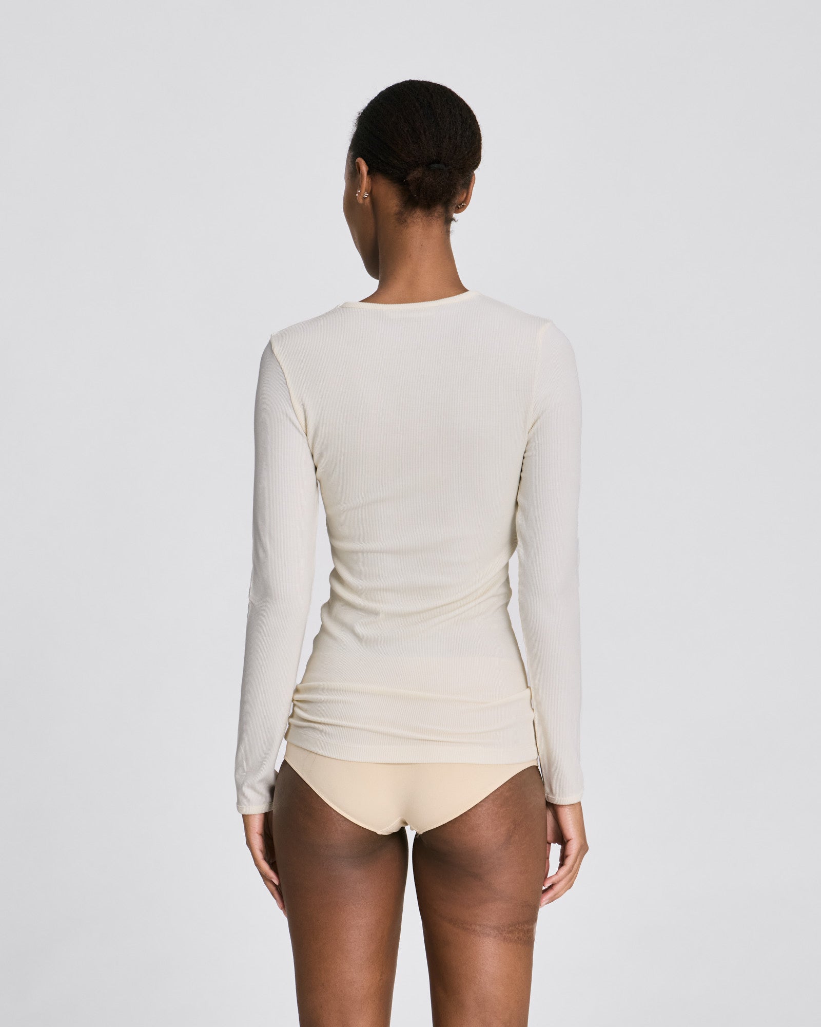 GAI+LISVA Linda L/S Viscose Stretchable Top 2x2 Rib Tops & T-shirts 762 Egret