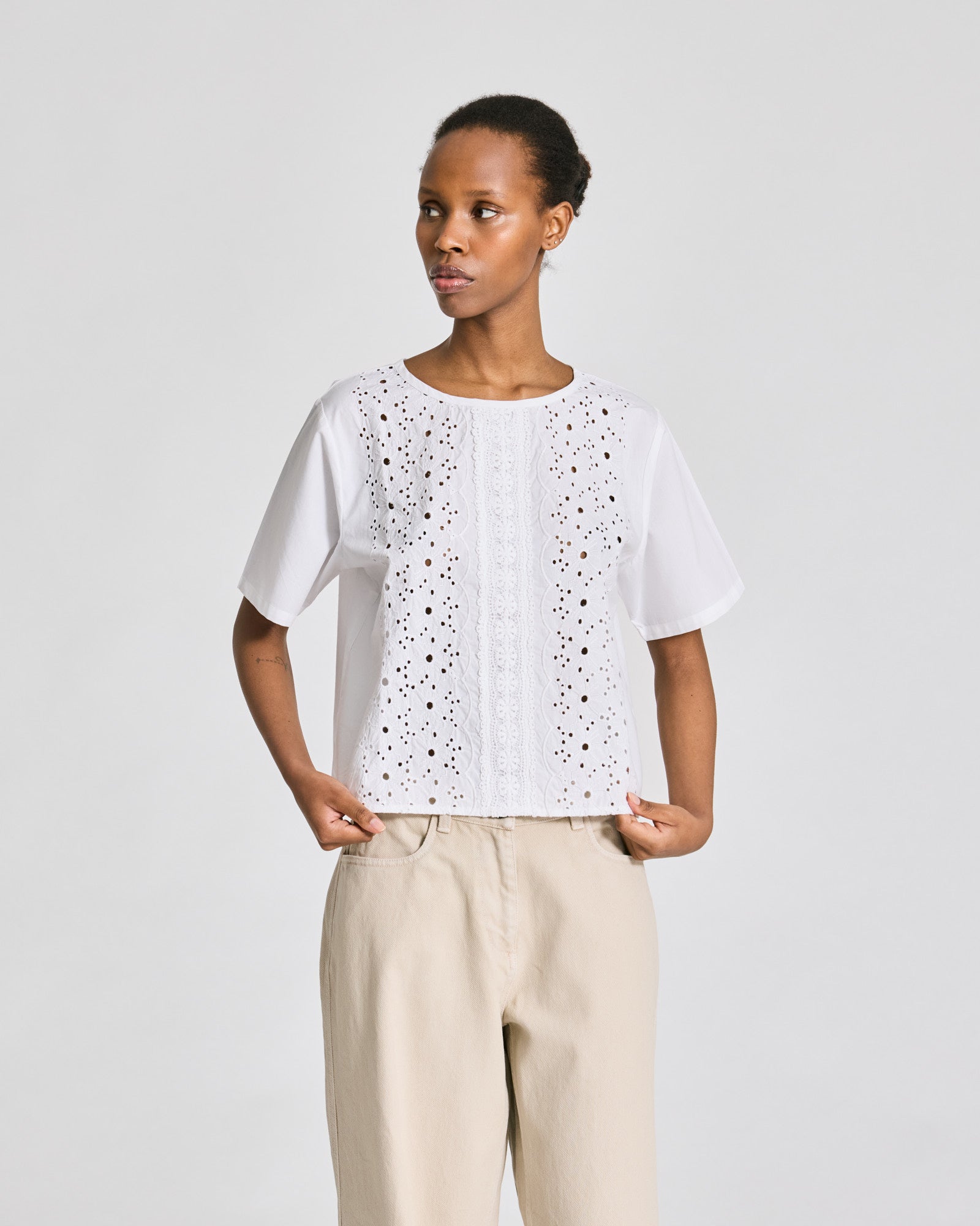 GAI+LISVA Lisva S/S Cotton Poplin Blouse Shirts & Blouses 100 White
