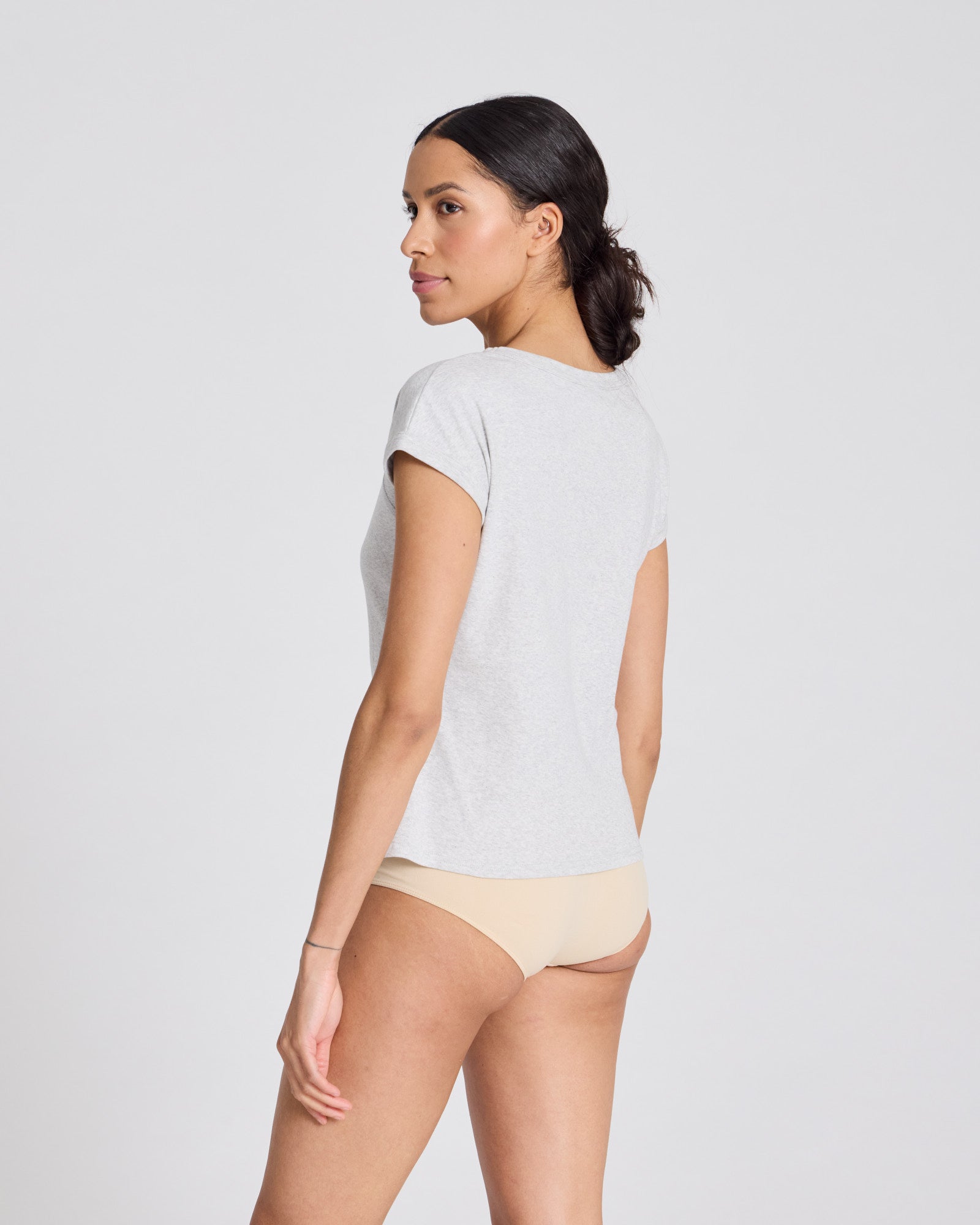 GAI+LISVA Malou S/S Cotton 1x1 Rib Tee GOTS Tops & T-shirts 601 Light Grey Melange