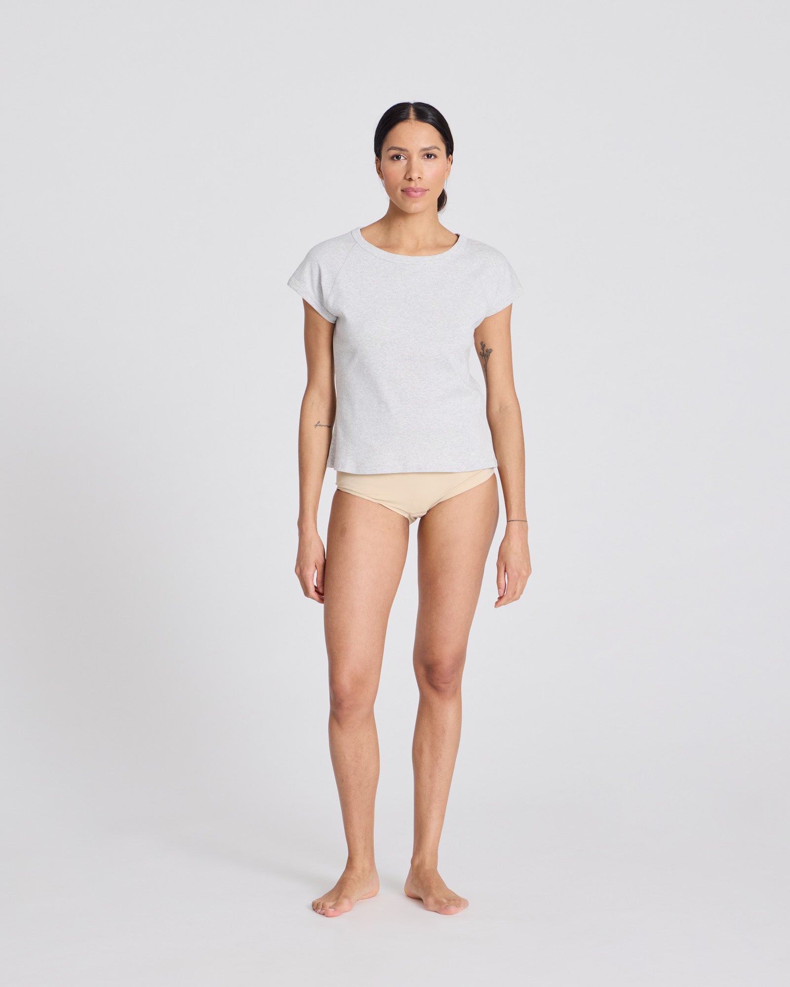 GAI+LISVA Malou S/S Cotton 1x1 Rib Tee GOTS Tops & T-shirts 601 Light Grey Melange