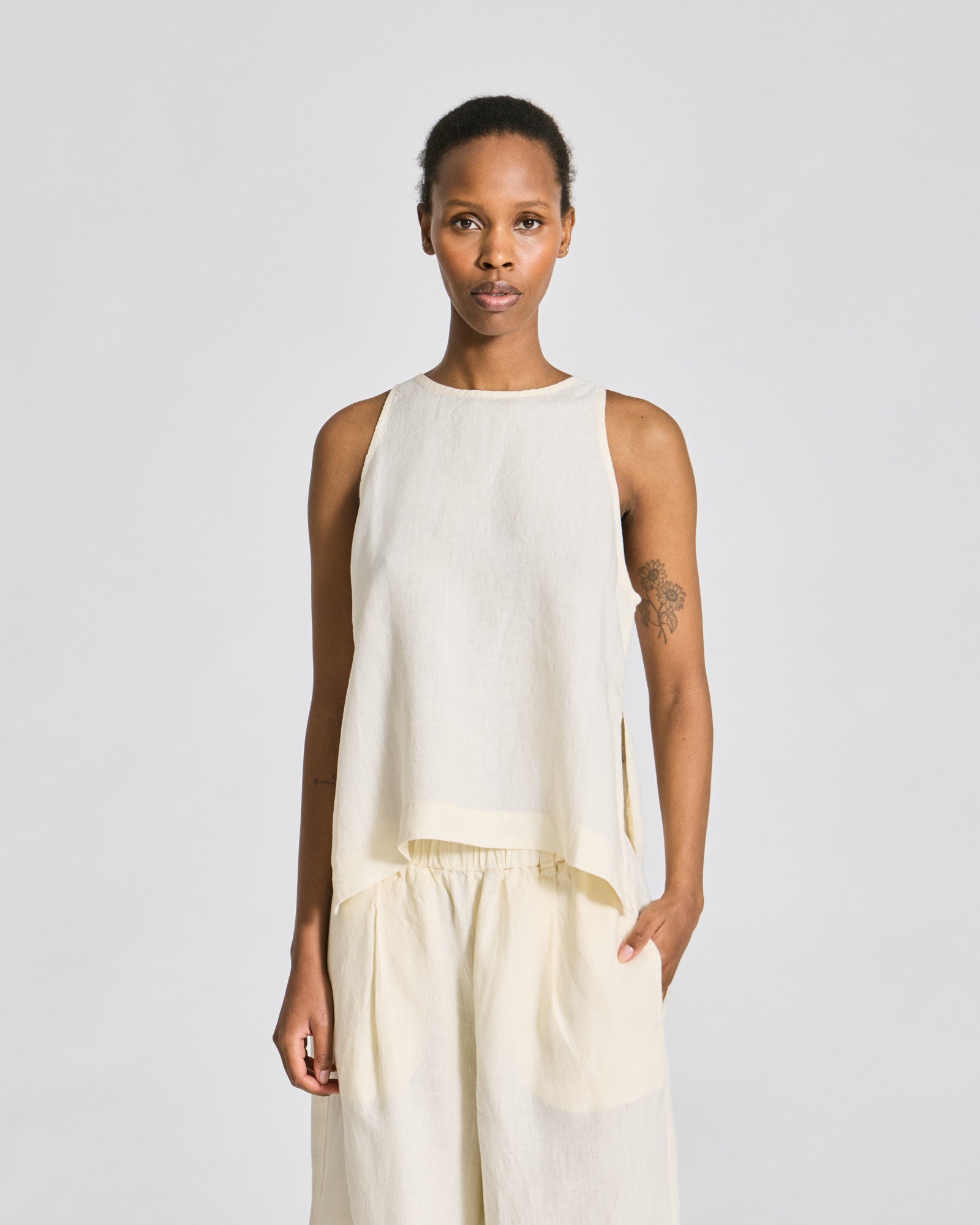 トップス marno Maya tops / White Mia Maya Linen Top GOTS - Whisper White