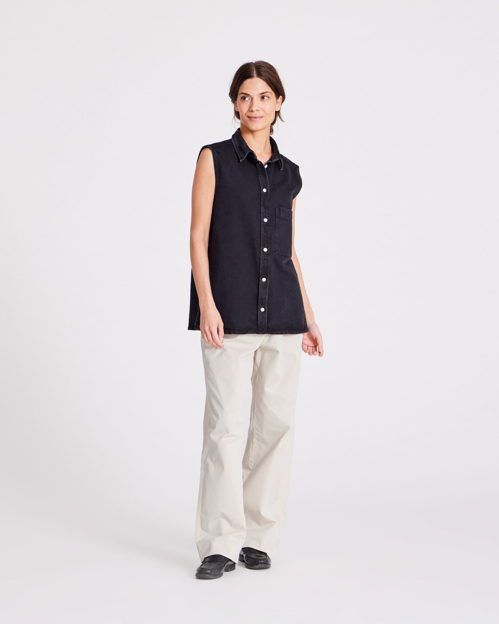 GAI+LISVA Rita Vest Denim Top 650 Black