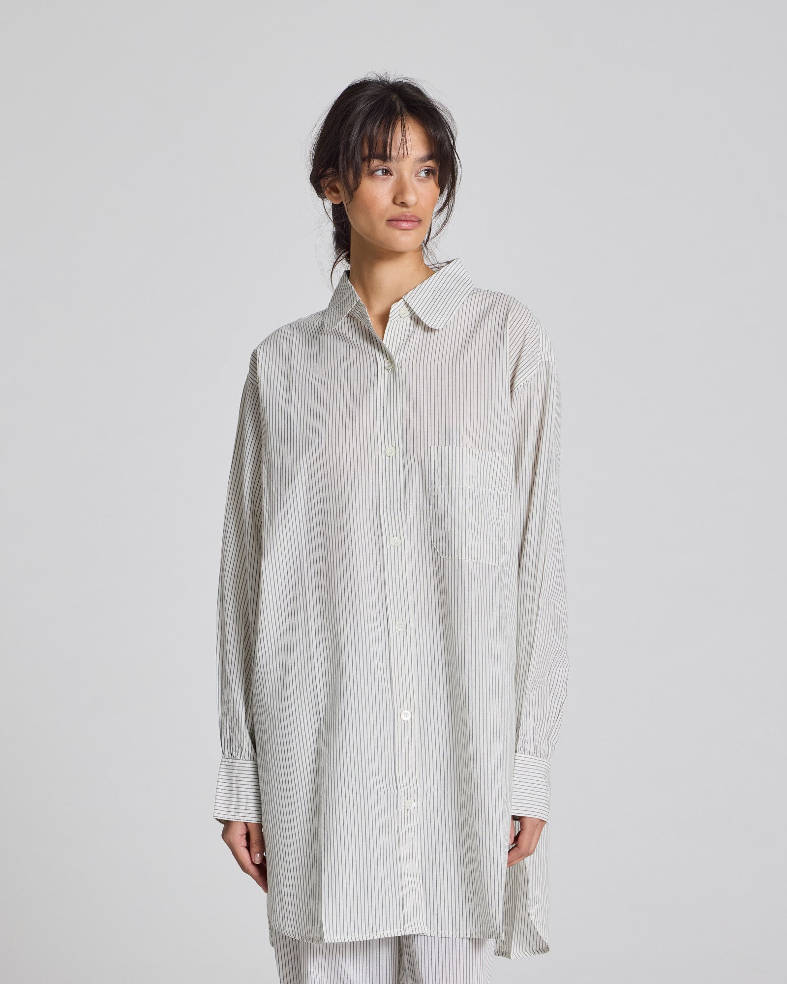GAI+LISVA Rosa Shirt Cotton Poplin Shirts & Blouses 470 Denim Blue Stripe